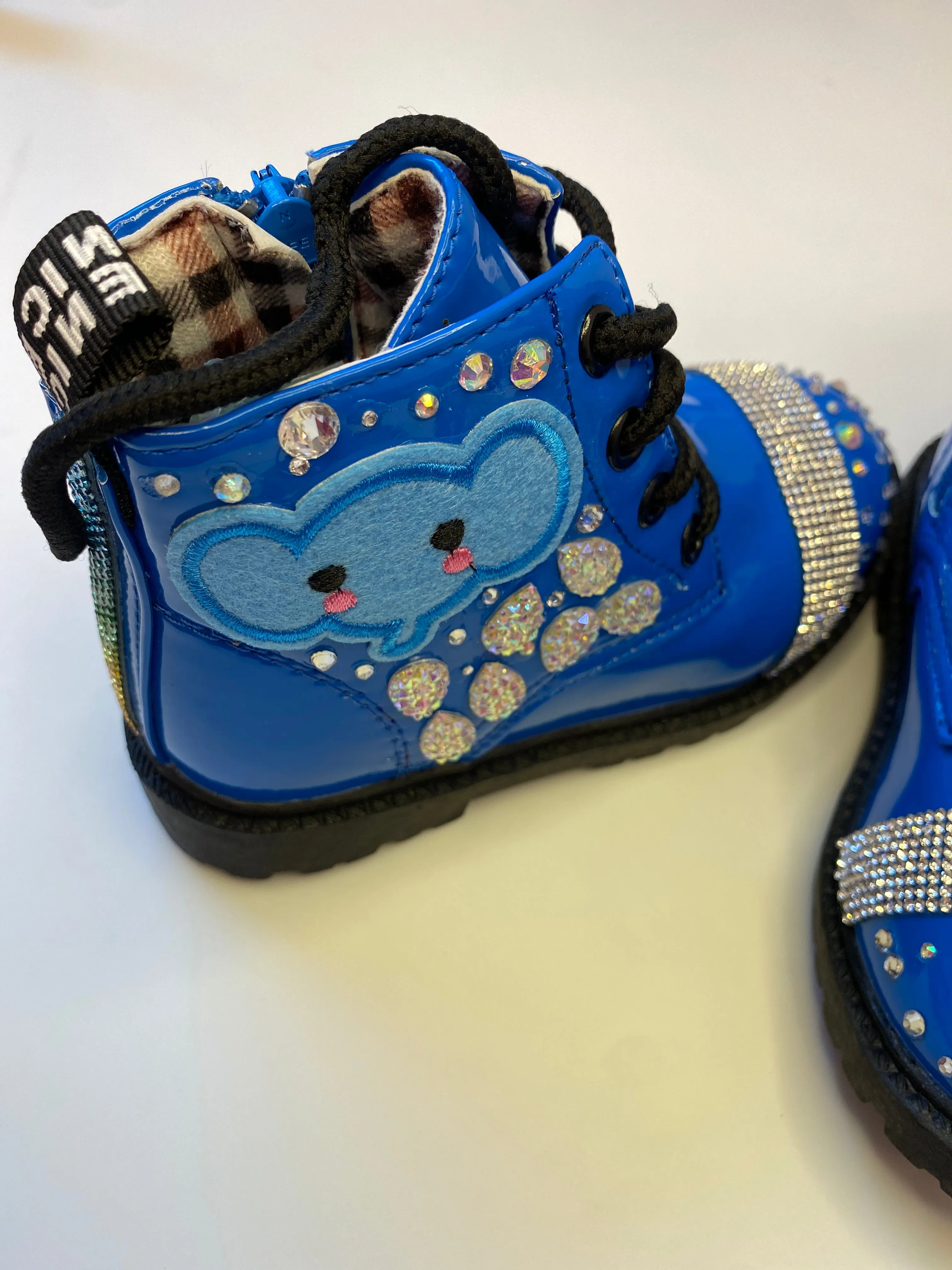 GIRLS BLUE SPECIAL ELEPHANTS CUSTOM BOOTS