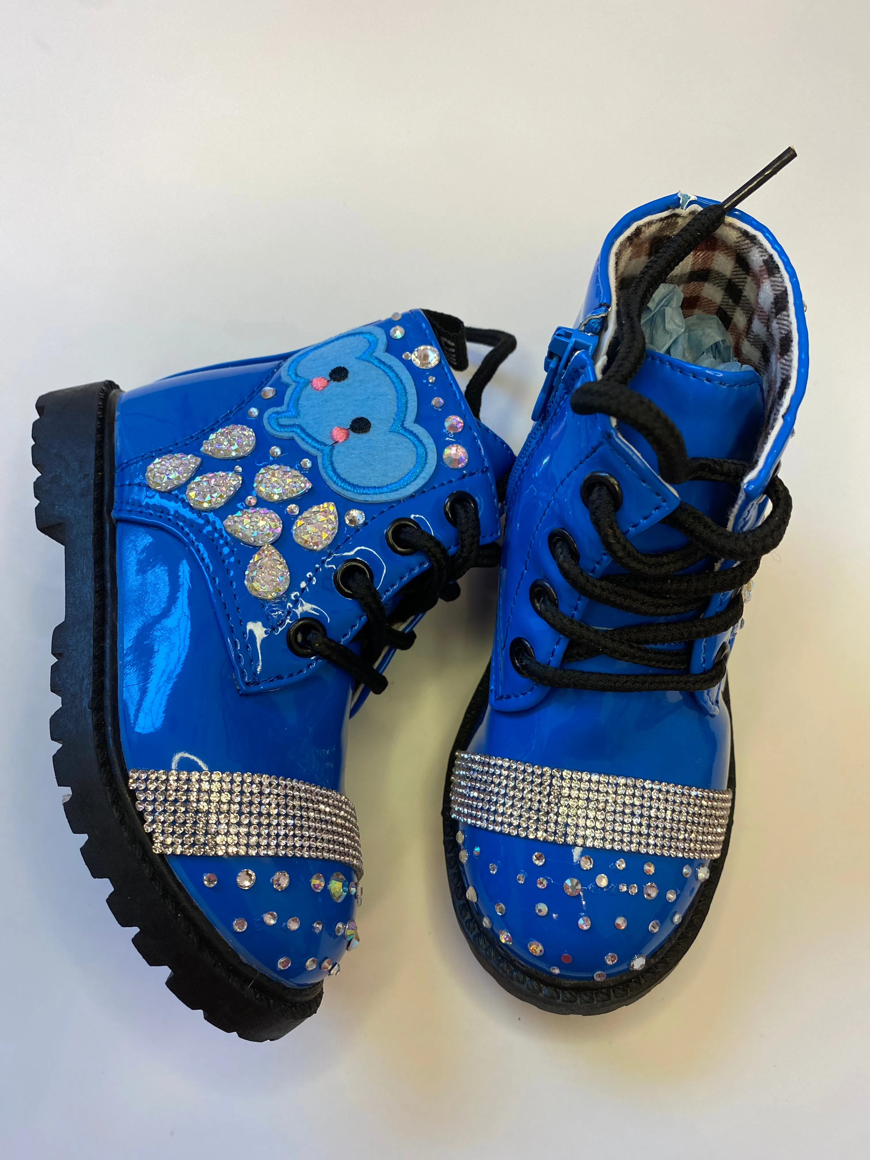 GIRLS BLUE SPECIAL ELEPHANTS CUSTOM BOOTS