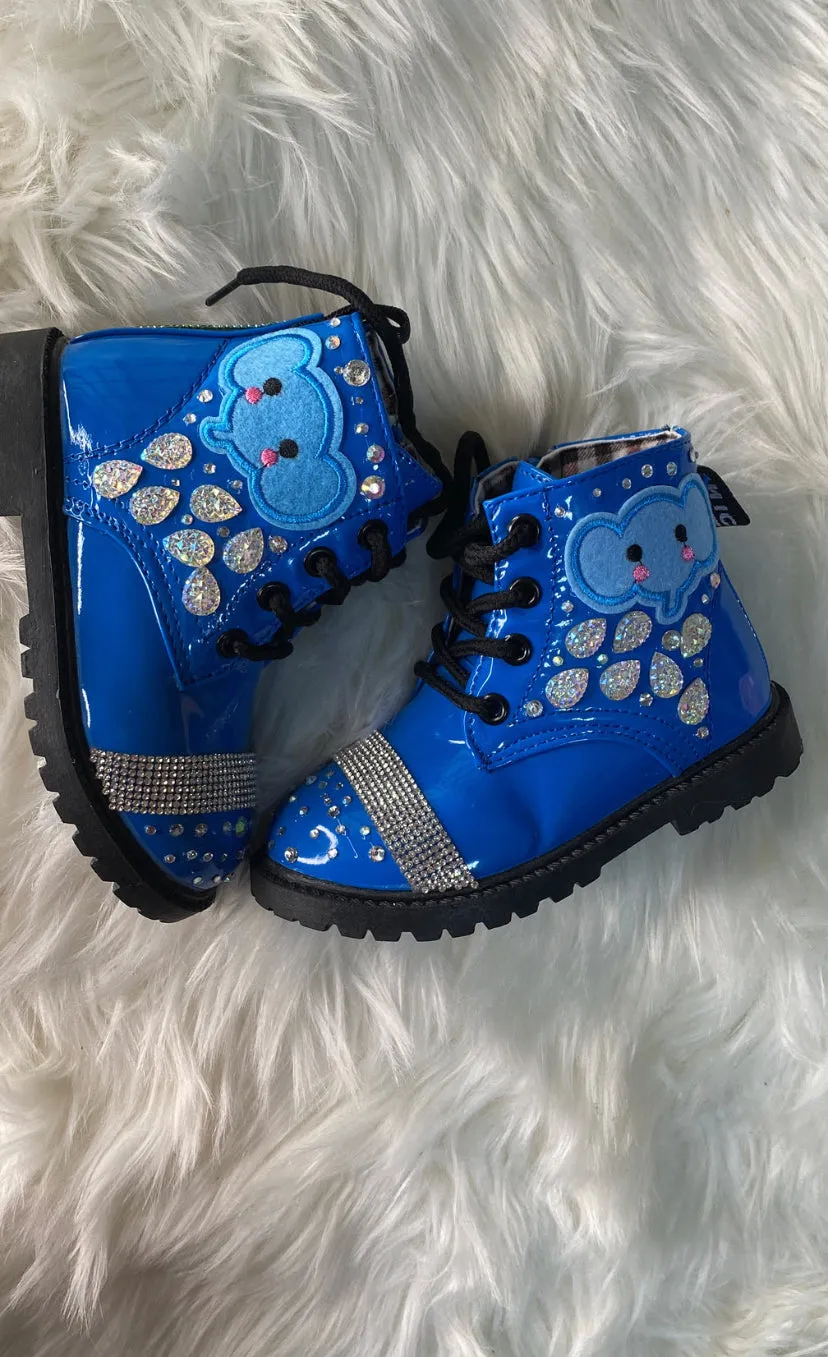 GIRLS BLUE SPECIAL ELEPHANTS CUSTOM BOOTS