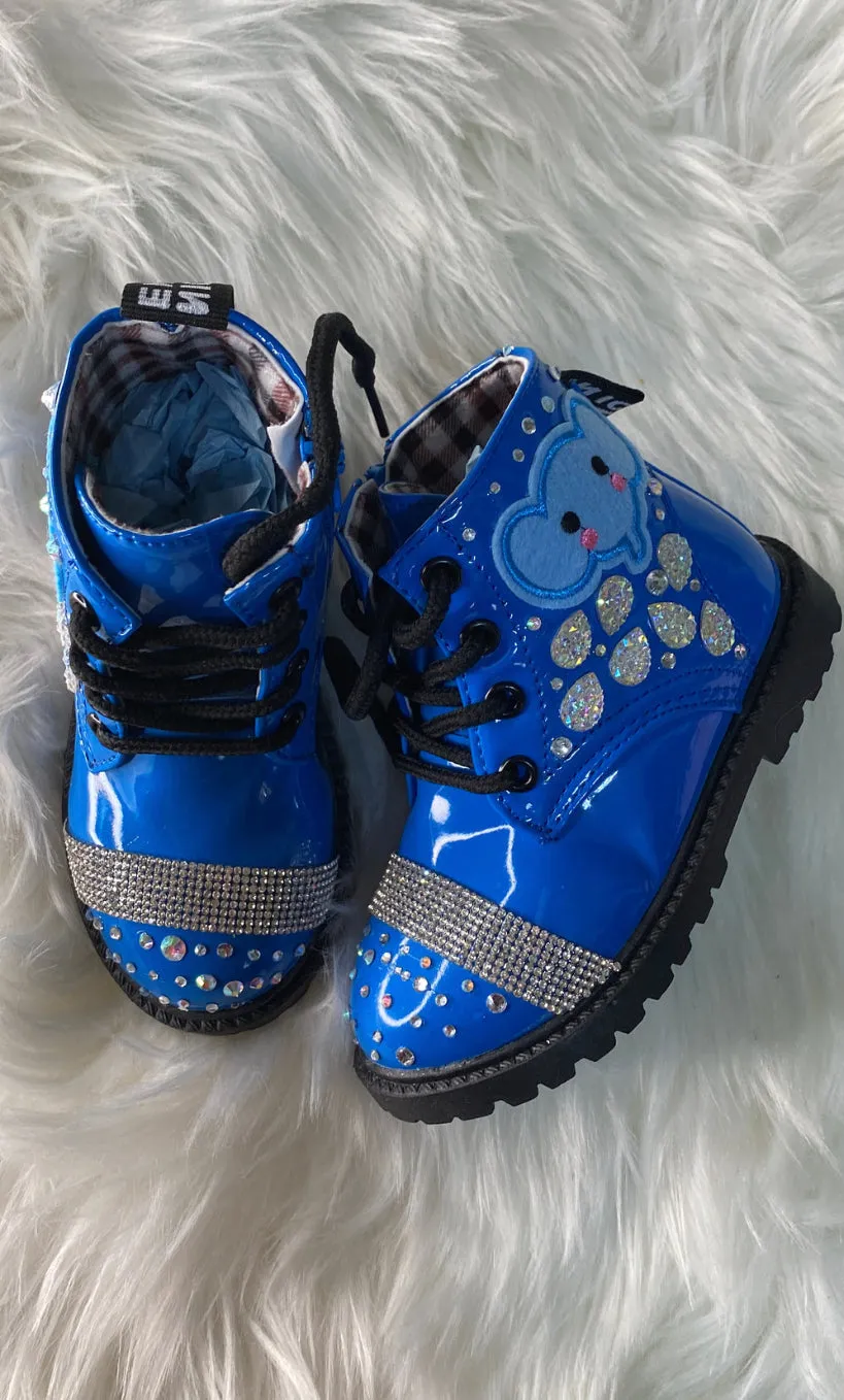 GIRLS BLUE SPECIAL ELEPHANTS CUSTOM BOOTS