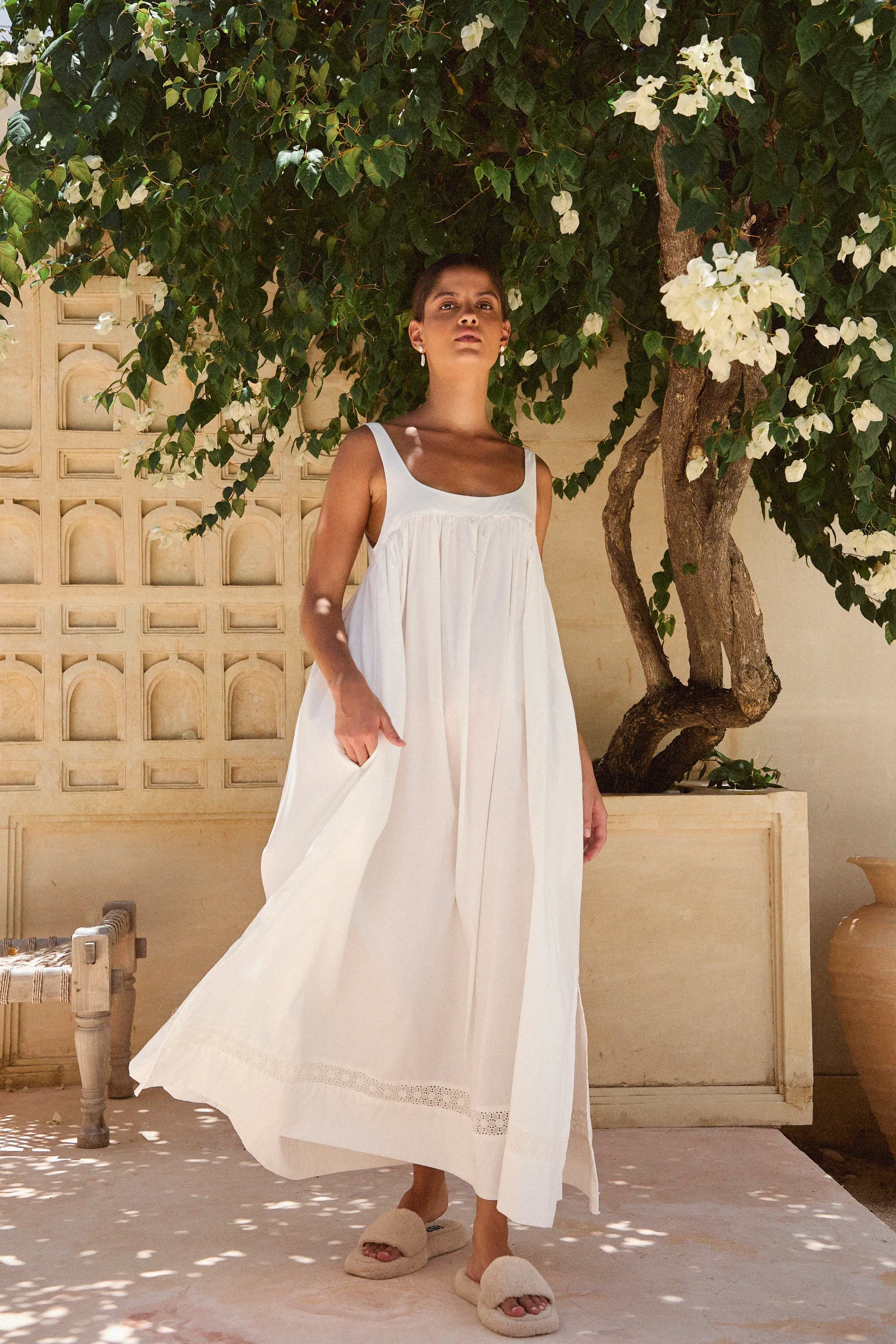 Giselle Lounge Dress - Cotton Modal - Off White