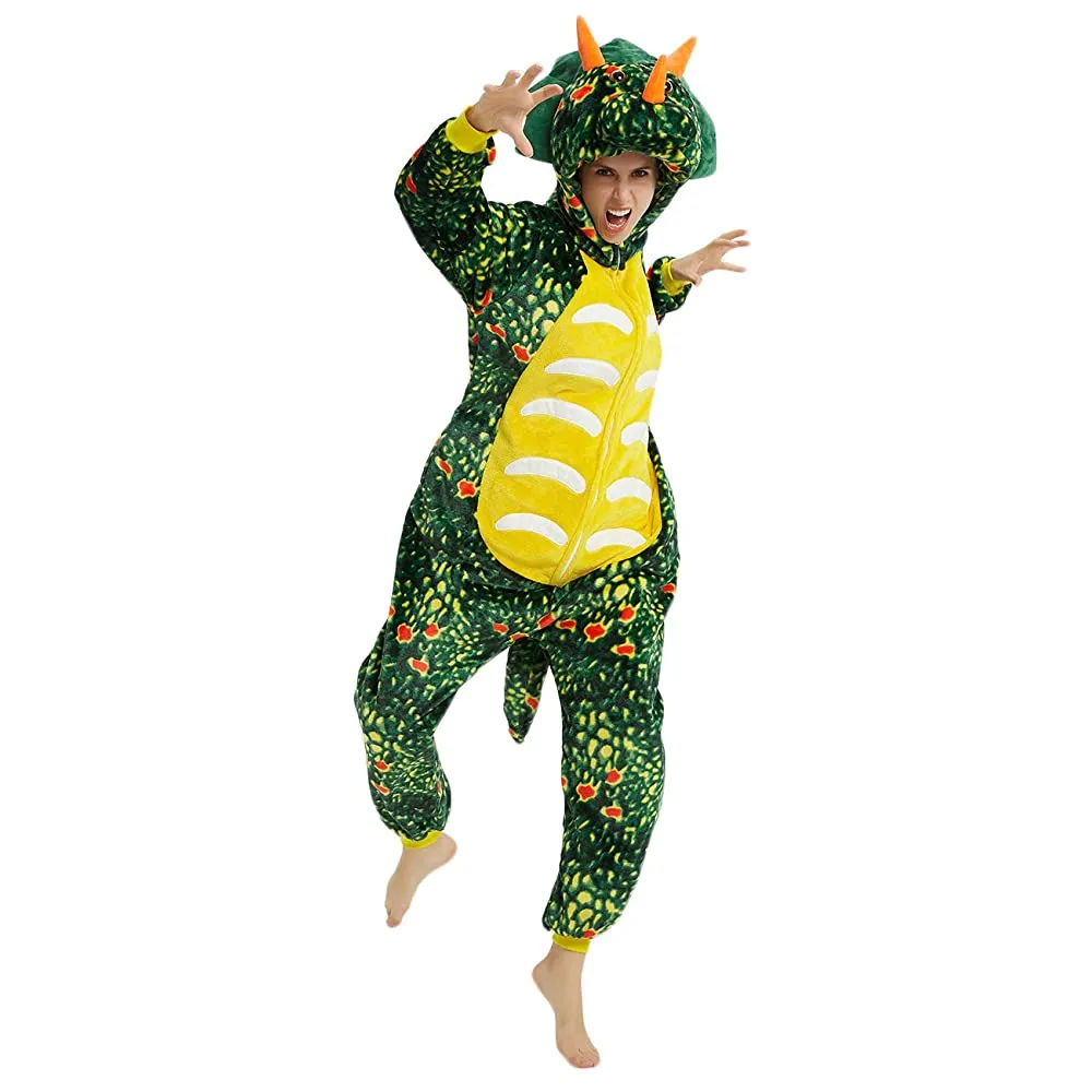 Green Triceratops Dinosaur Adult Onesie