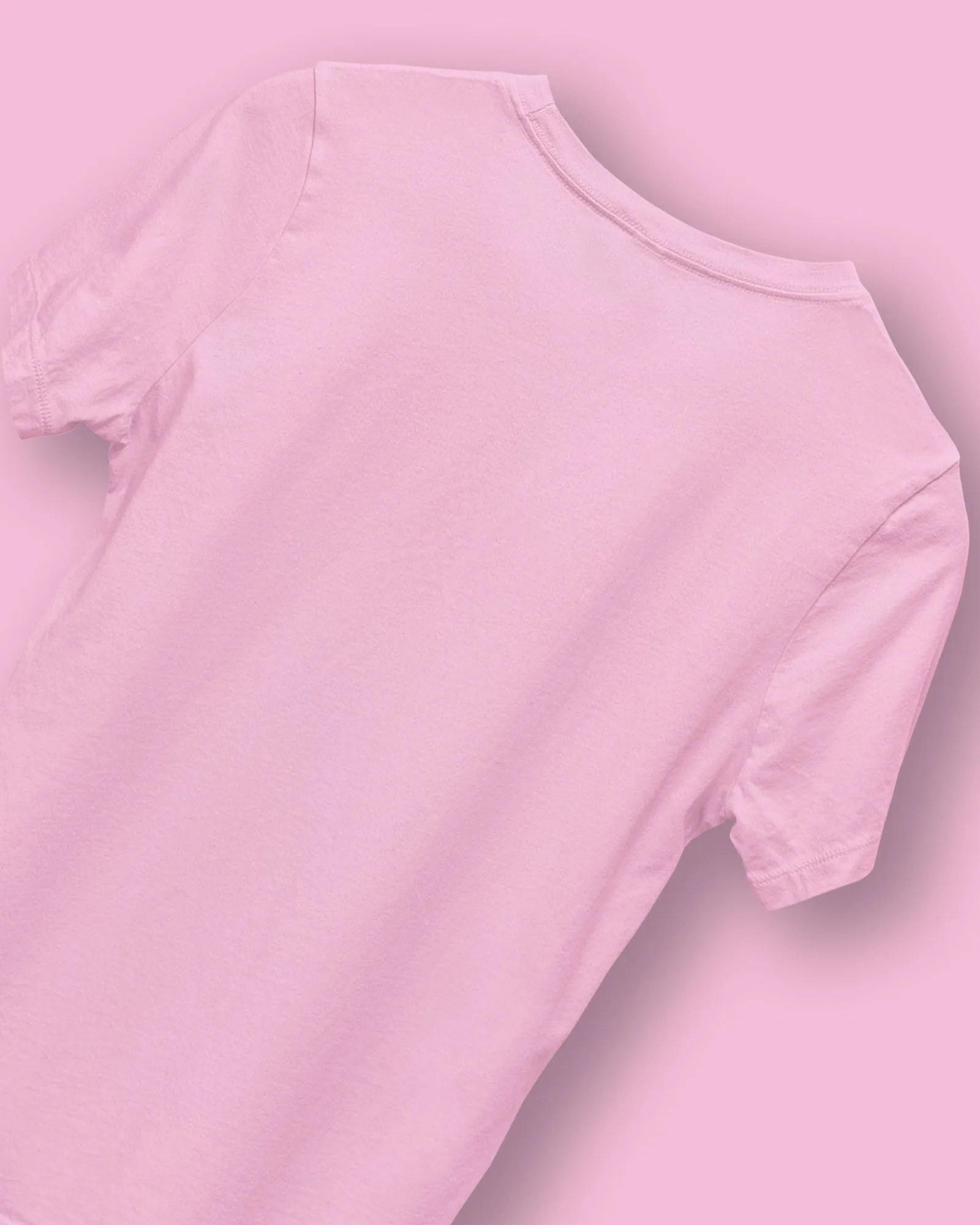 Half Sleeves Crew Neck: Baby Pink