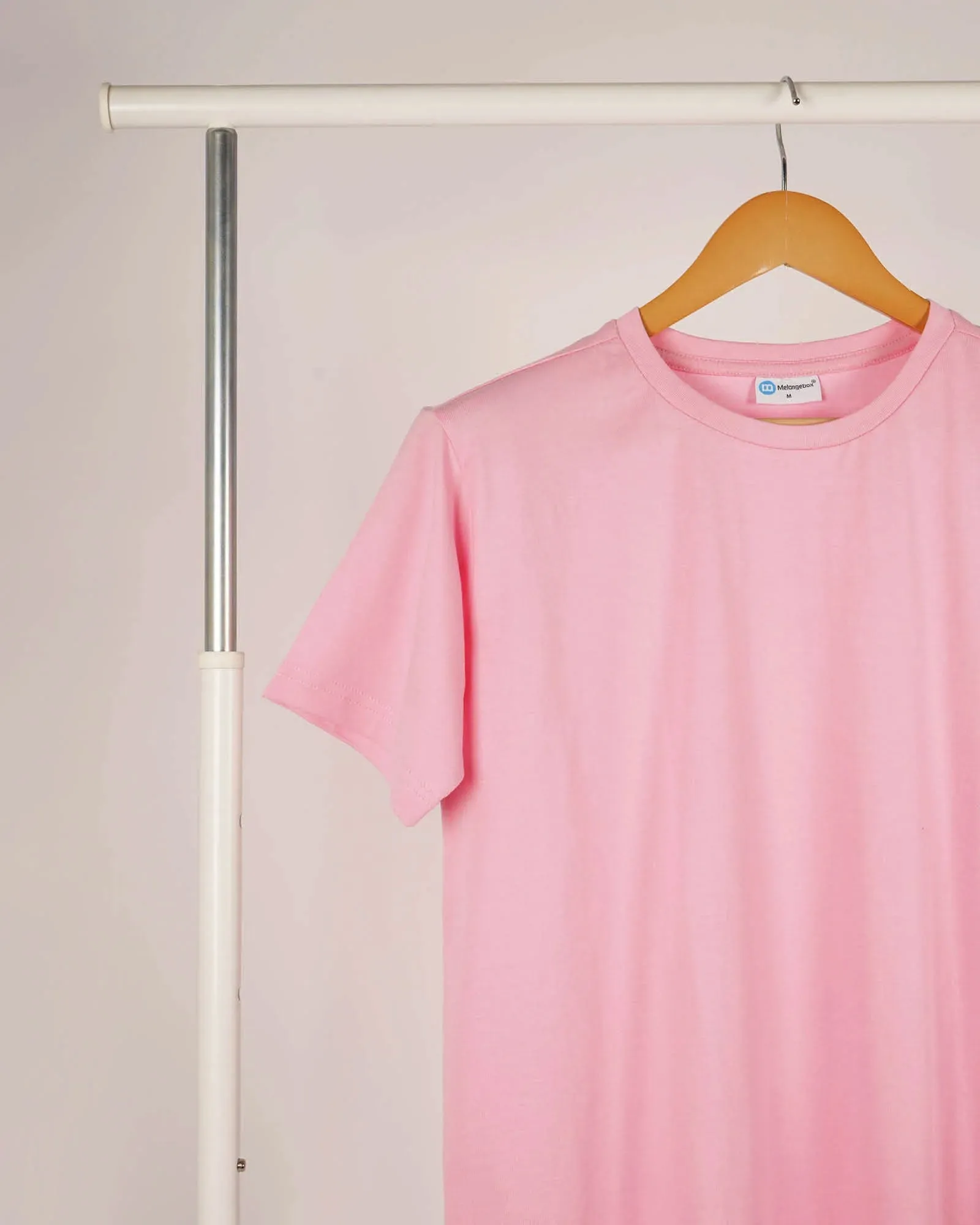 Half Sleeves Crew Neck: Baby Pink