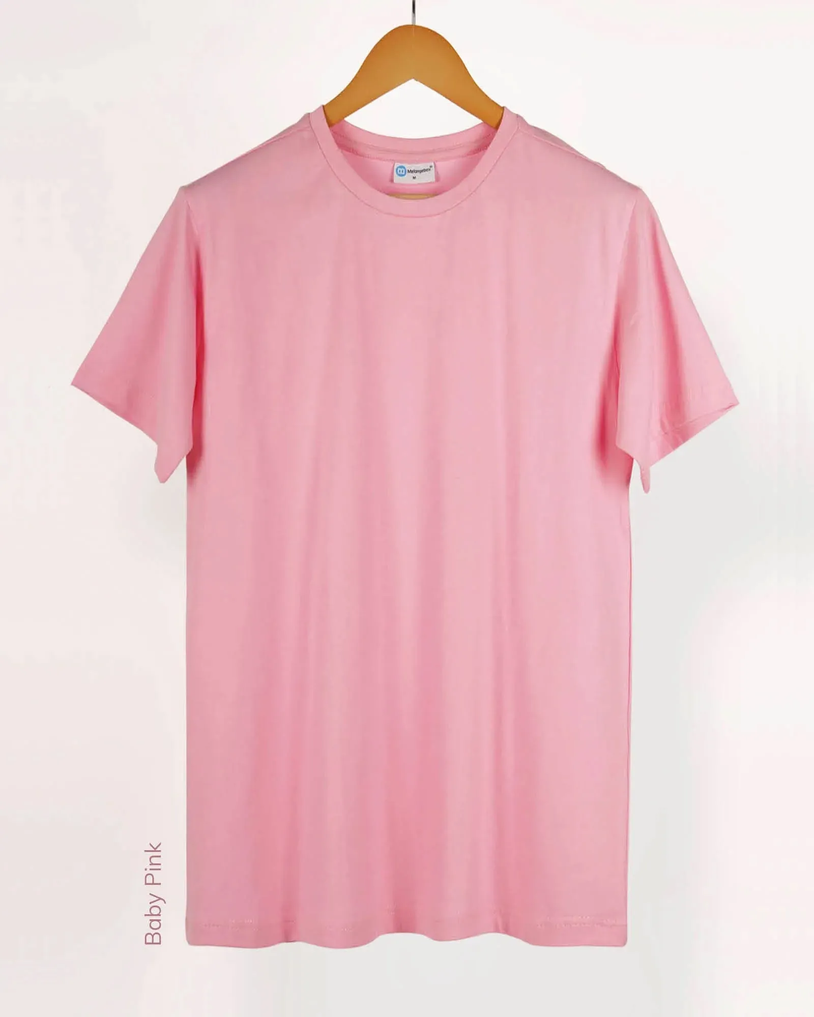 Half Sleeves Crew Neck: Baby Pink