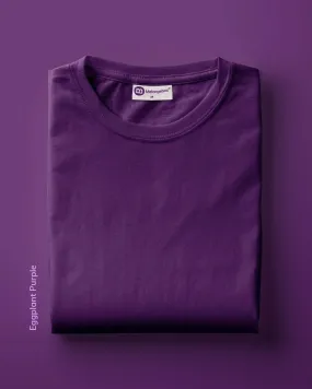 Half Sleeves Crew Neck: Eggplant Purple