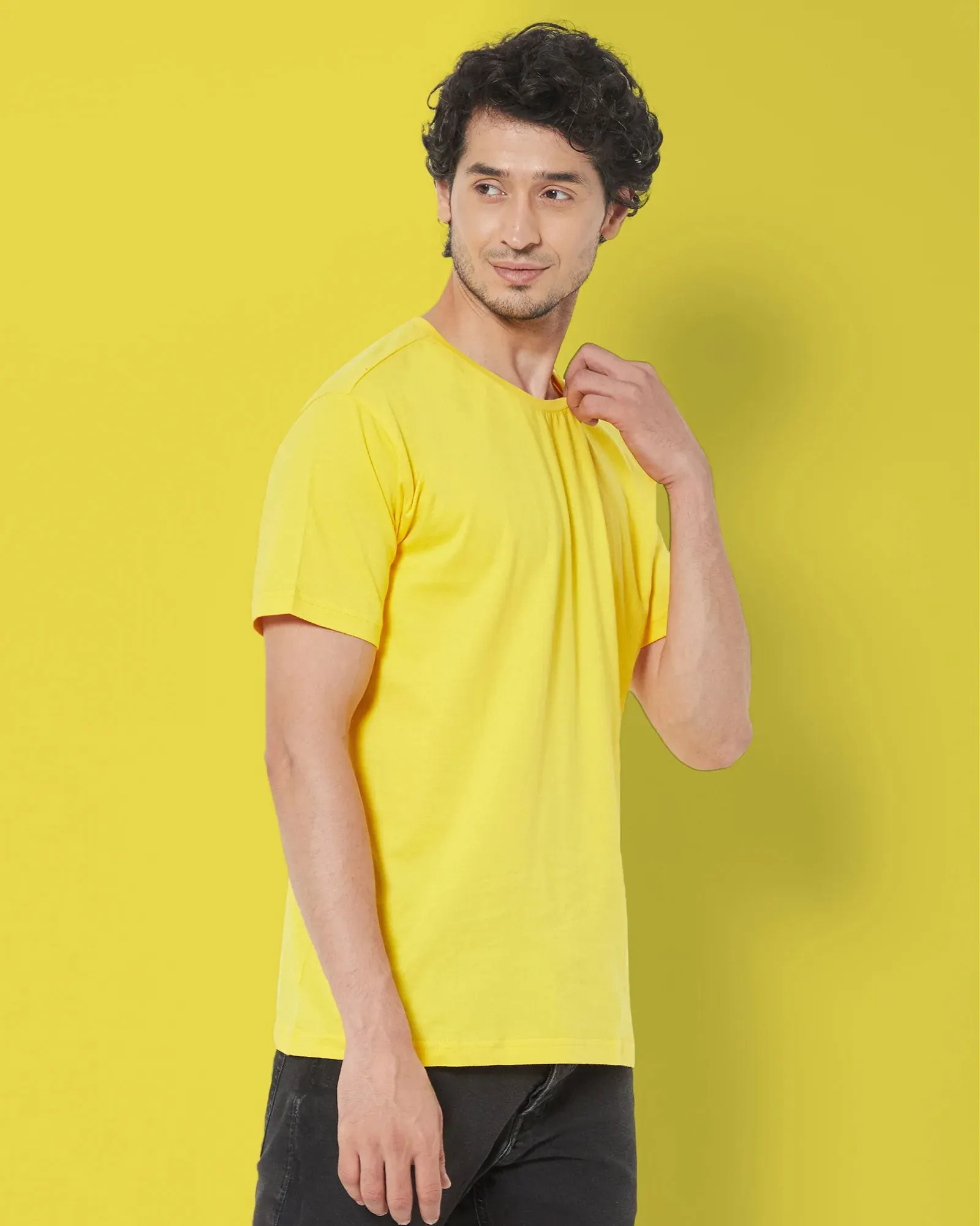 Half Sleeves Crew Neck: Gold Yellow