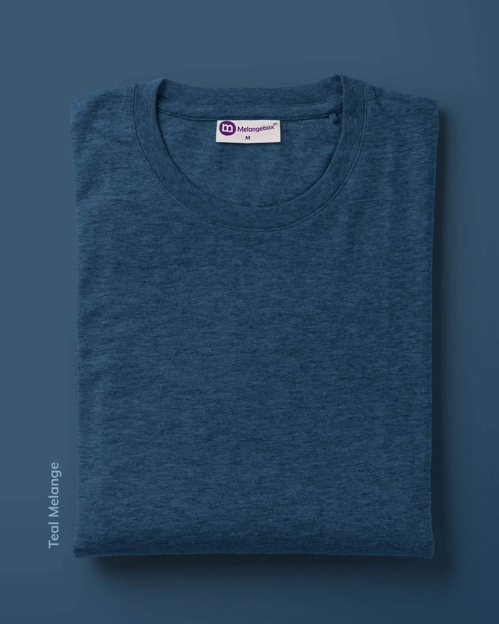 Half Sleeves Crew Neck: Teal Melange