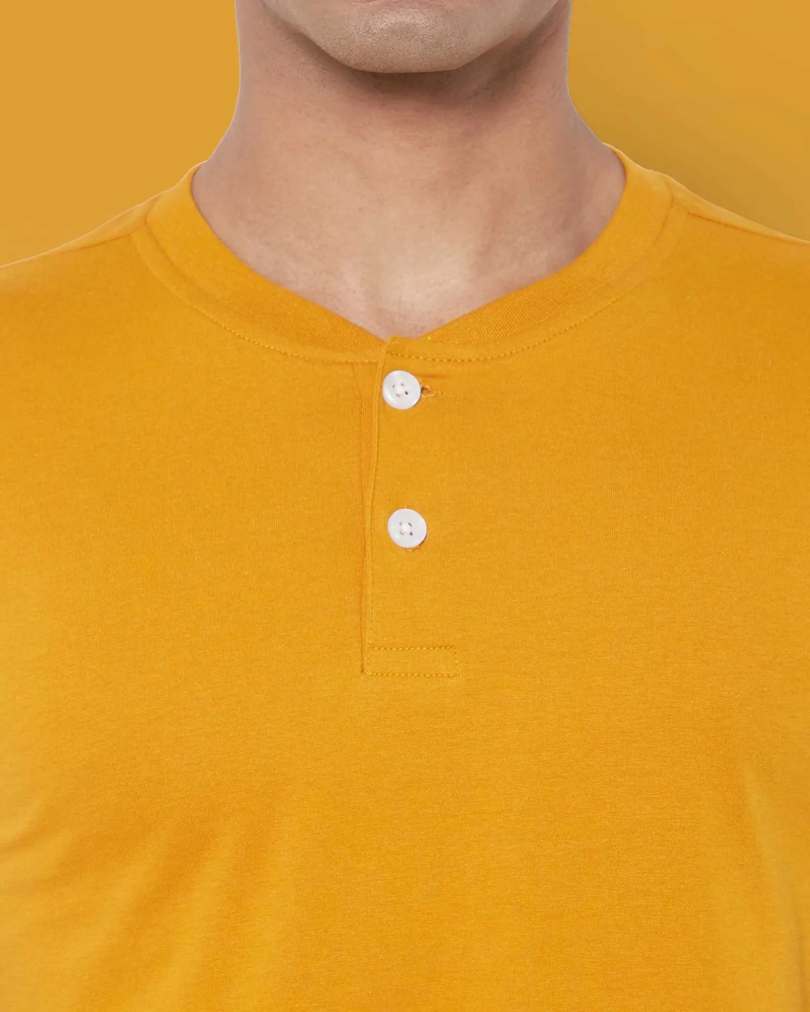 Half Sleeves Henley: Mustard