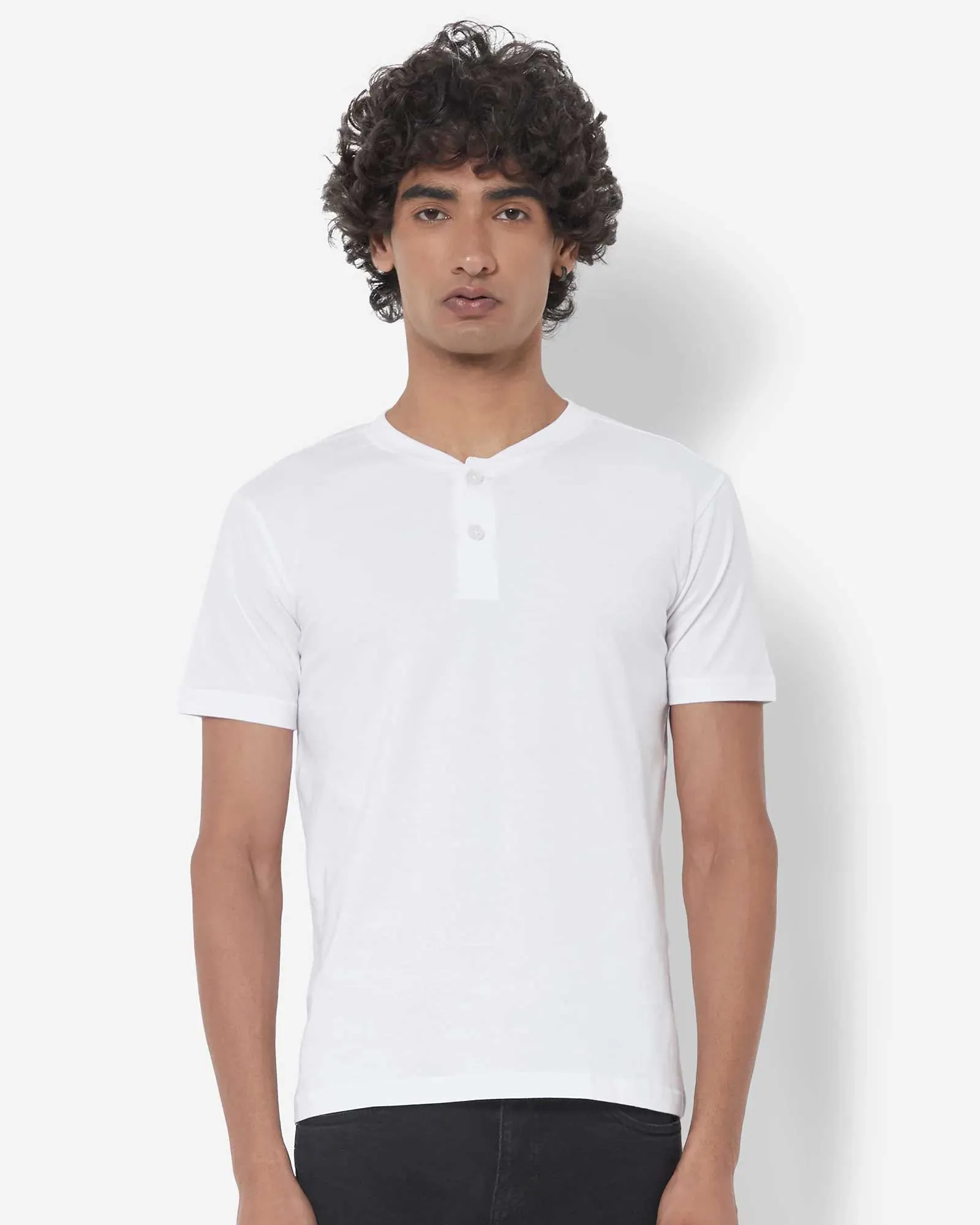 Half Sleeves Henley: White