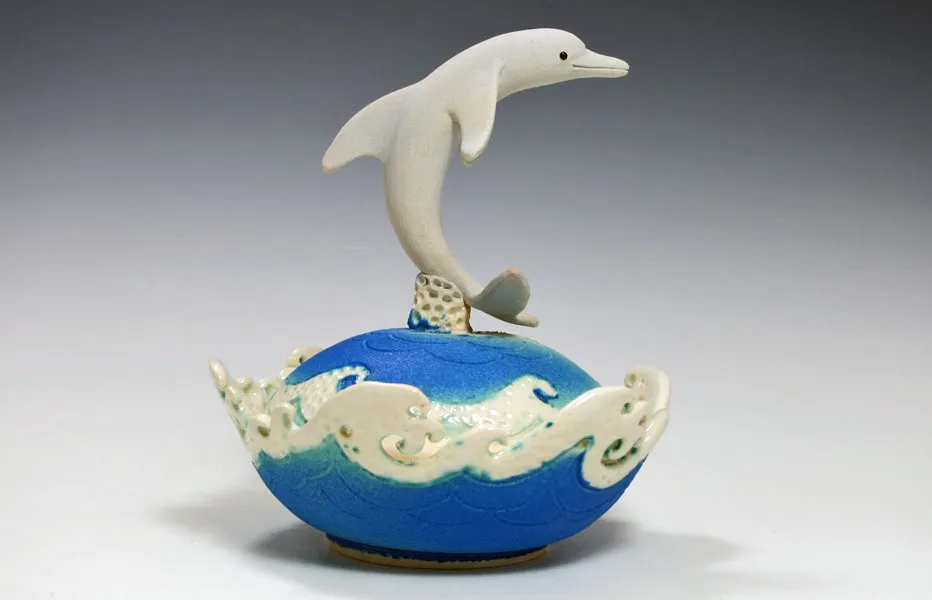 Handmade Ceramic Dolphin Urn