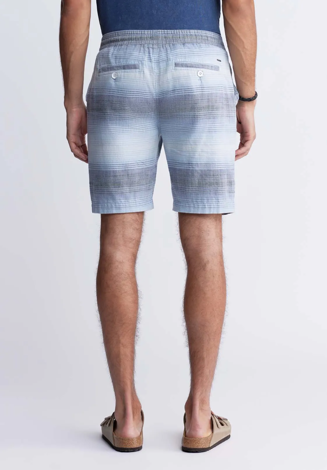 Hoggers Men's Striped Shorts in White & Blue - BM24349A