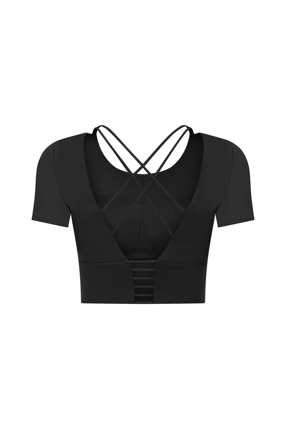 Hollow Out Back Short Sleeve Crop Top