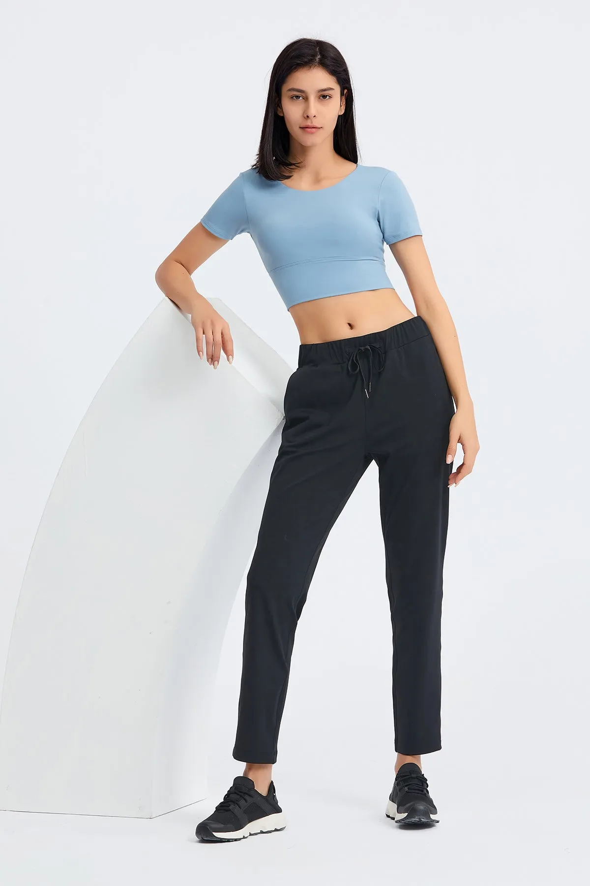 Hollow Out Back Short Sleeve Crop Top