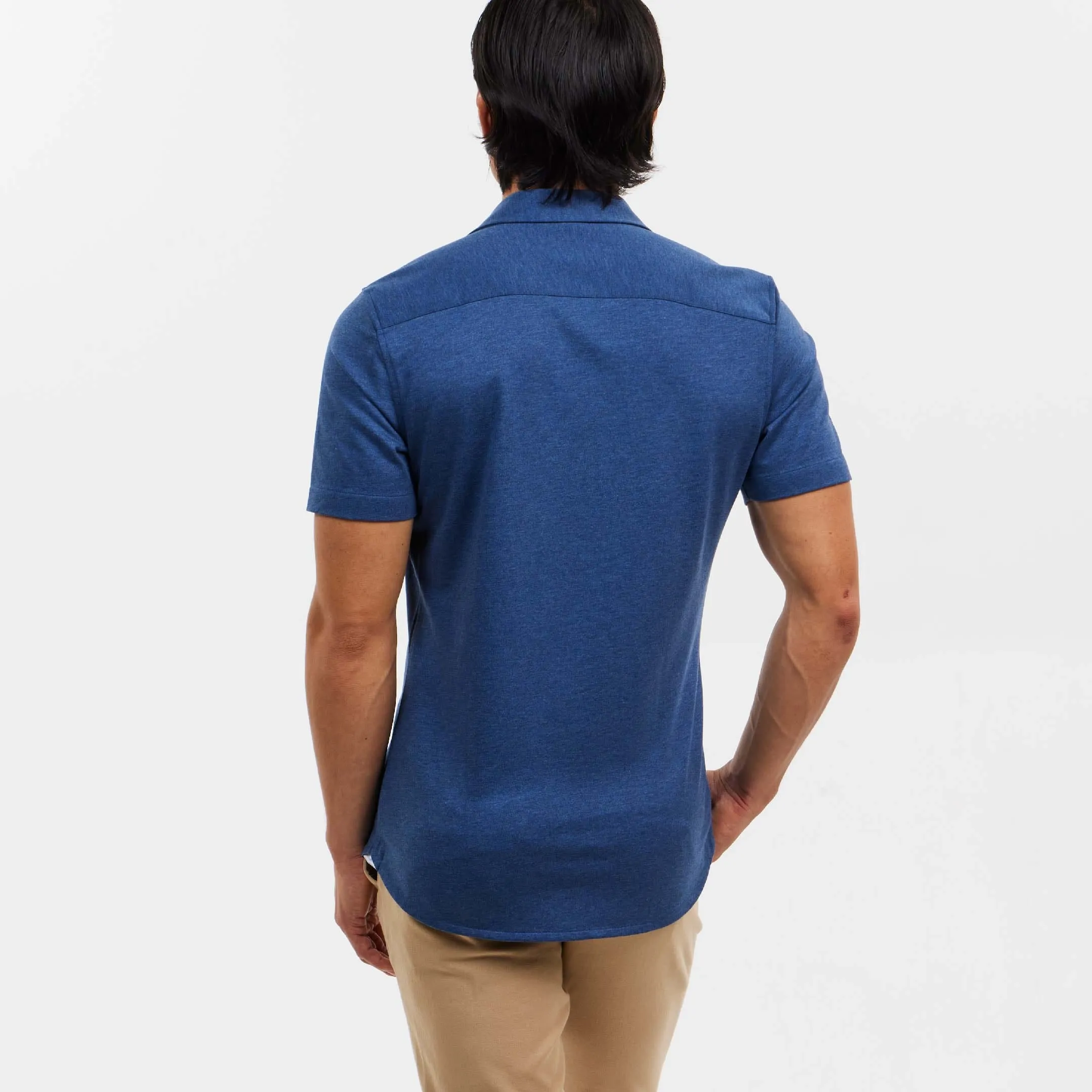 Indigo Mélange Short Sleeve Performance Stretch Shirt