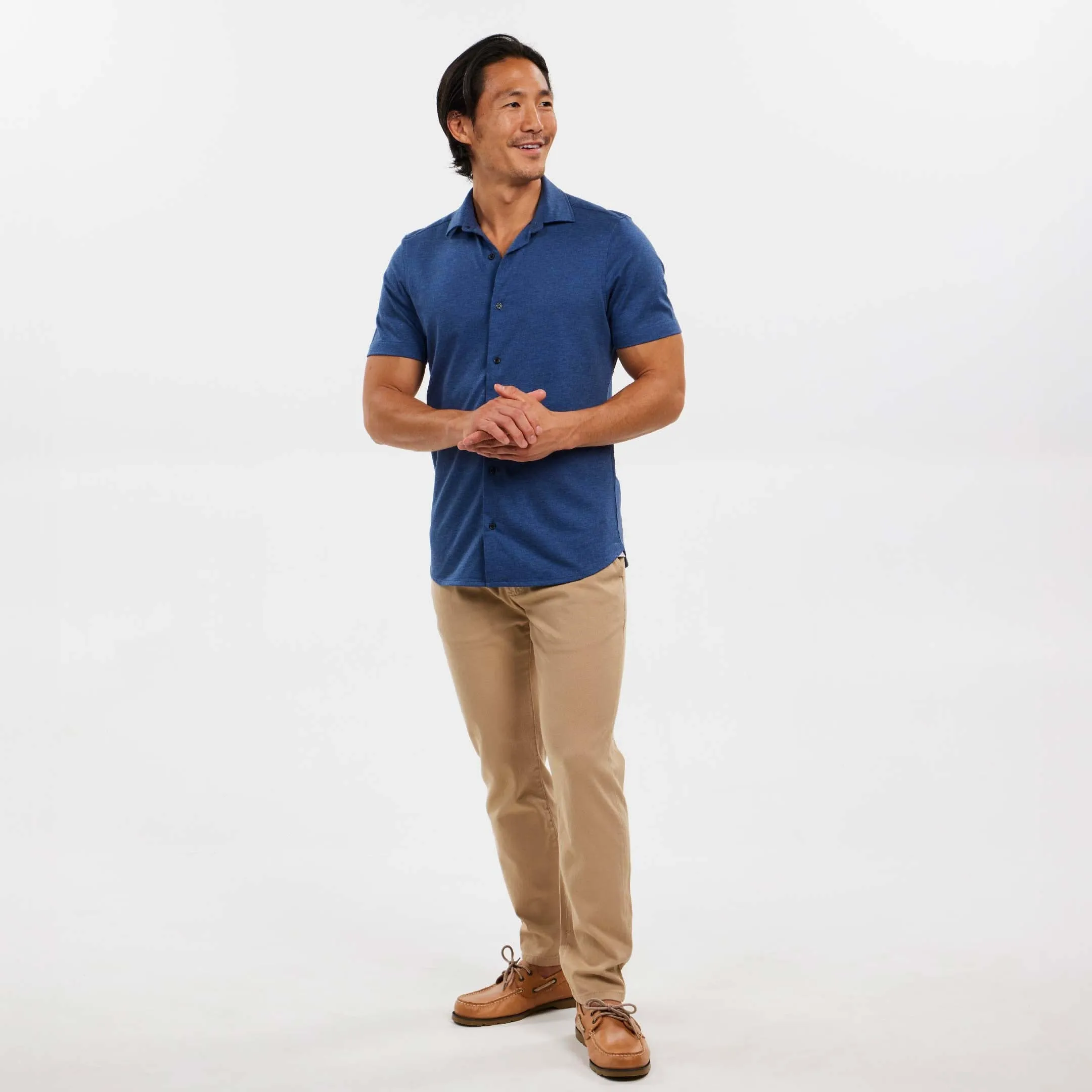 Indigo Mélange Short Sleeve Performance Stretch Shirt