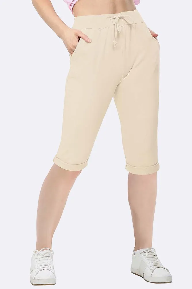 Italian Plain 3/4 Drawstring Pocket Trousers