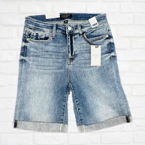 Judy Blue Cuffed Denim Bermuda Shorts S-XL