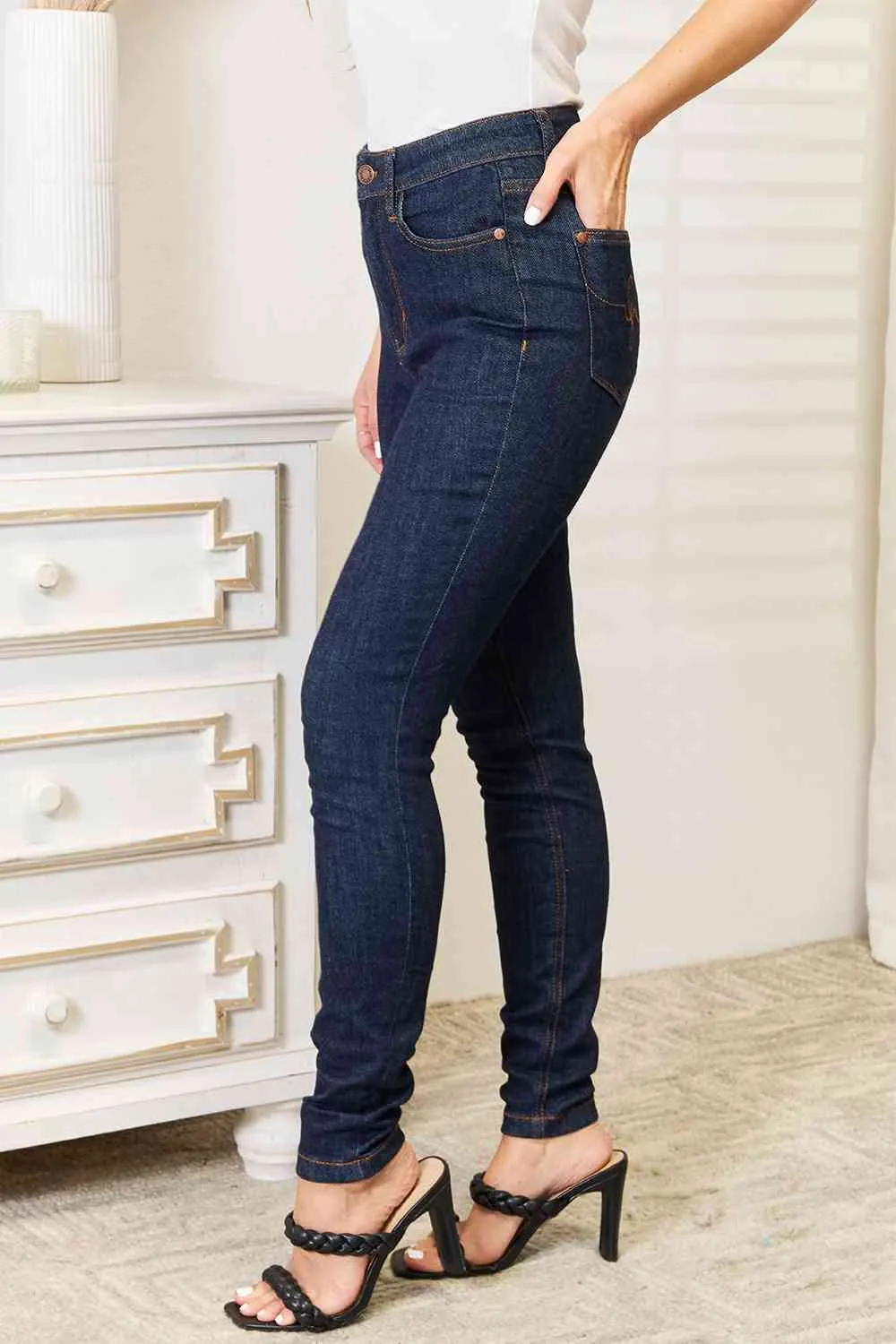 Judy Blue, High Waist Classic Back Pocket Embroidery Skinny Jeans 88683