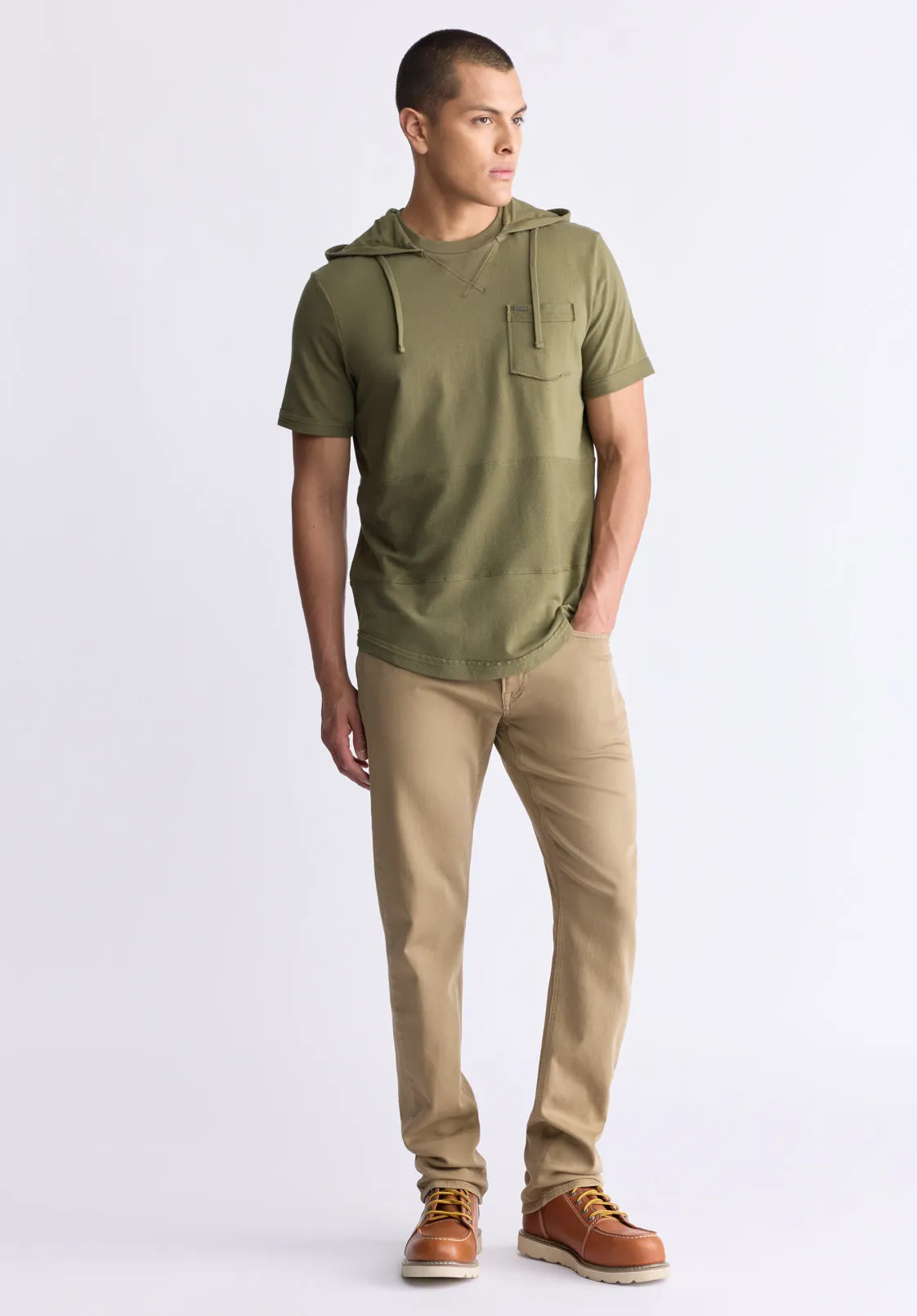 Katoni Men's Short-Sleeve Hooded T-Shirt, Burnt Olive - BM24524