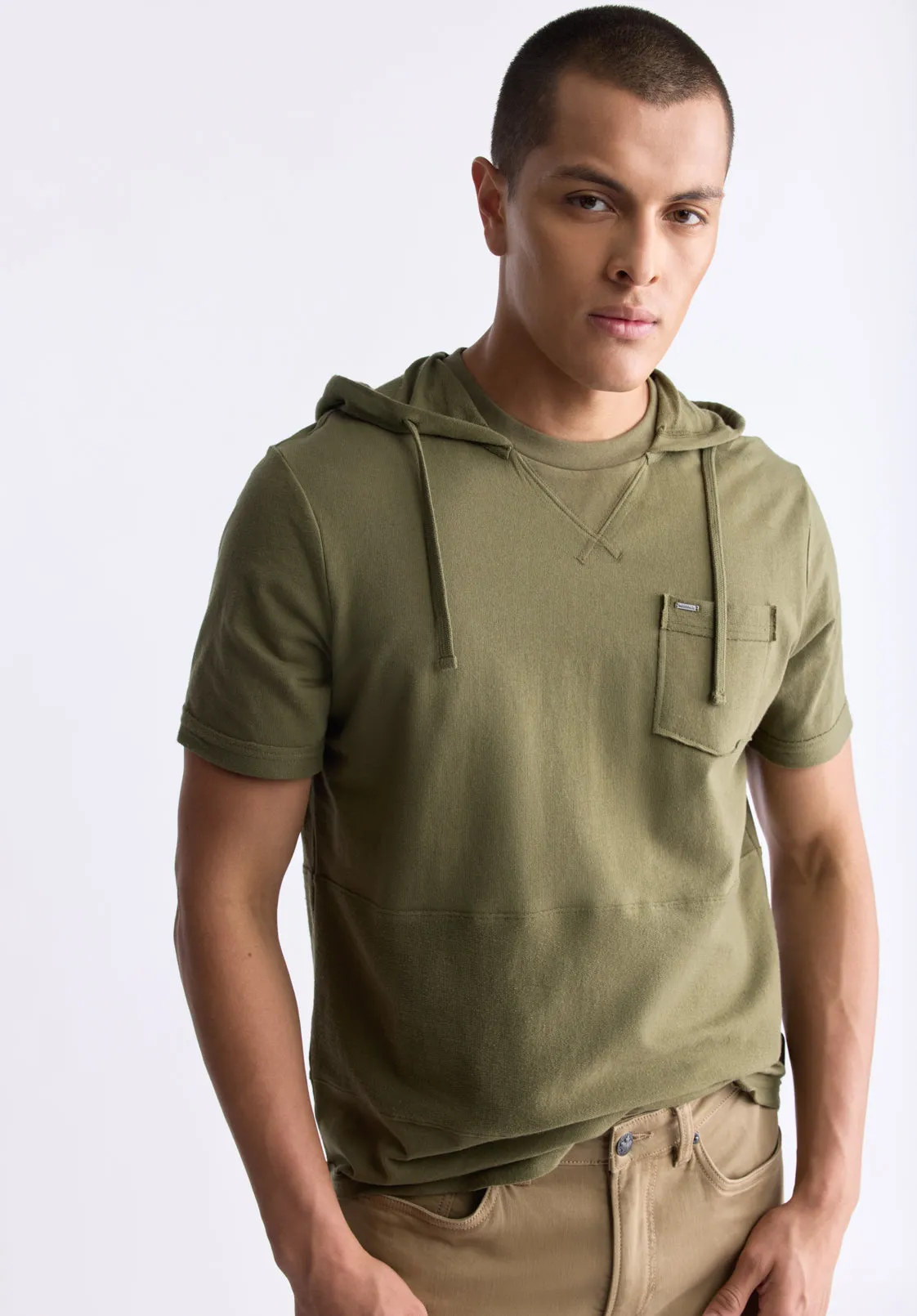 Katoni Men's Short-Sleeve Hooded T-Shirt, Burnt Olive - BM24524