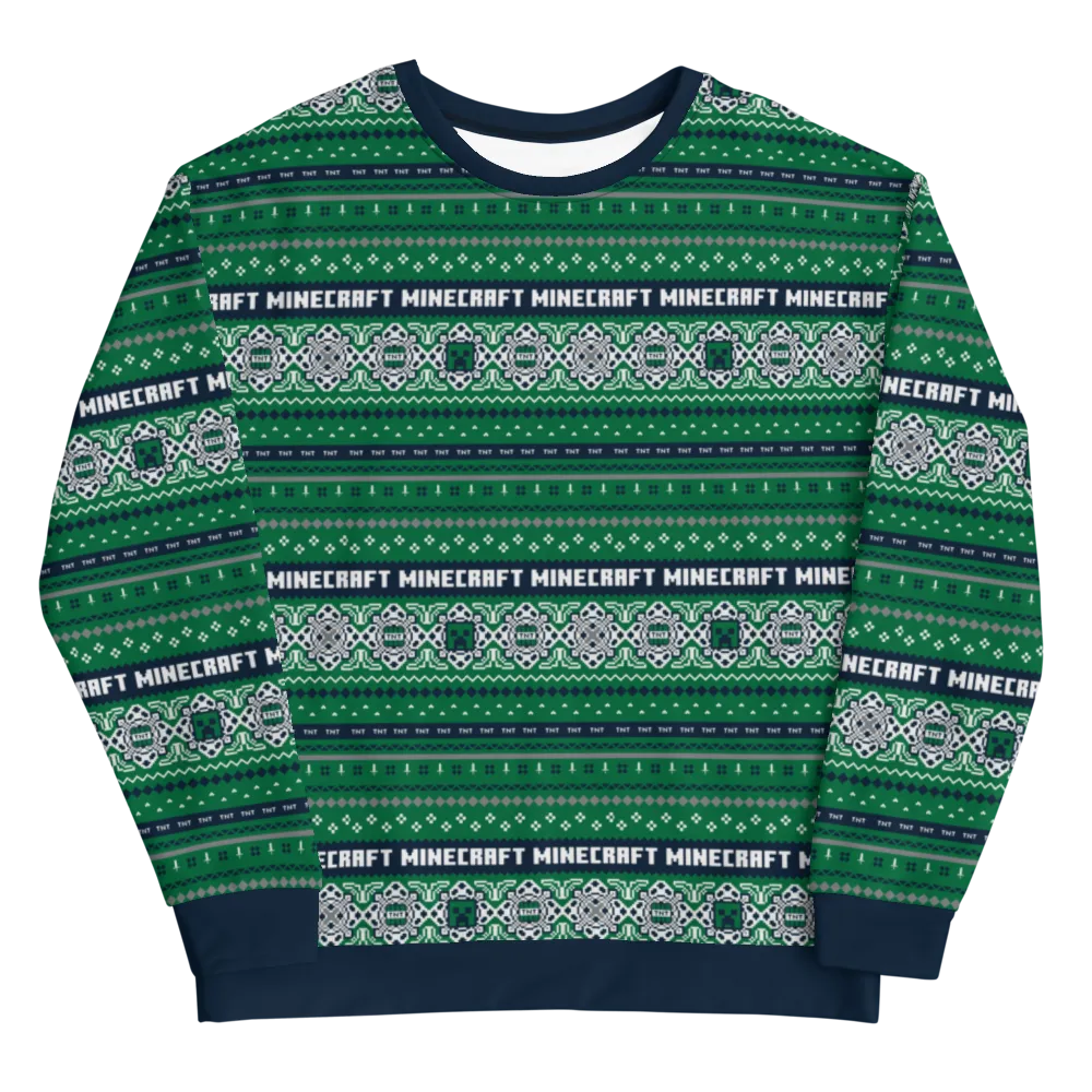 Minecraft Creeper Fairisle Unisex Crew Neck Sweatshirt