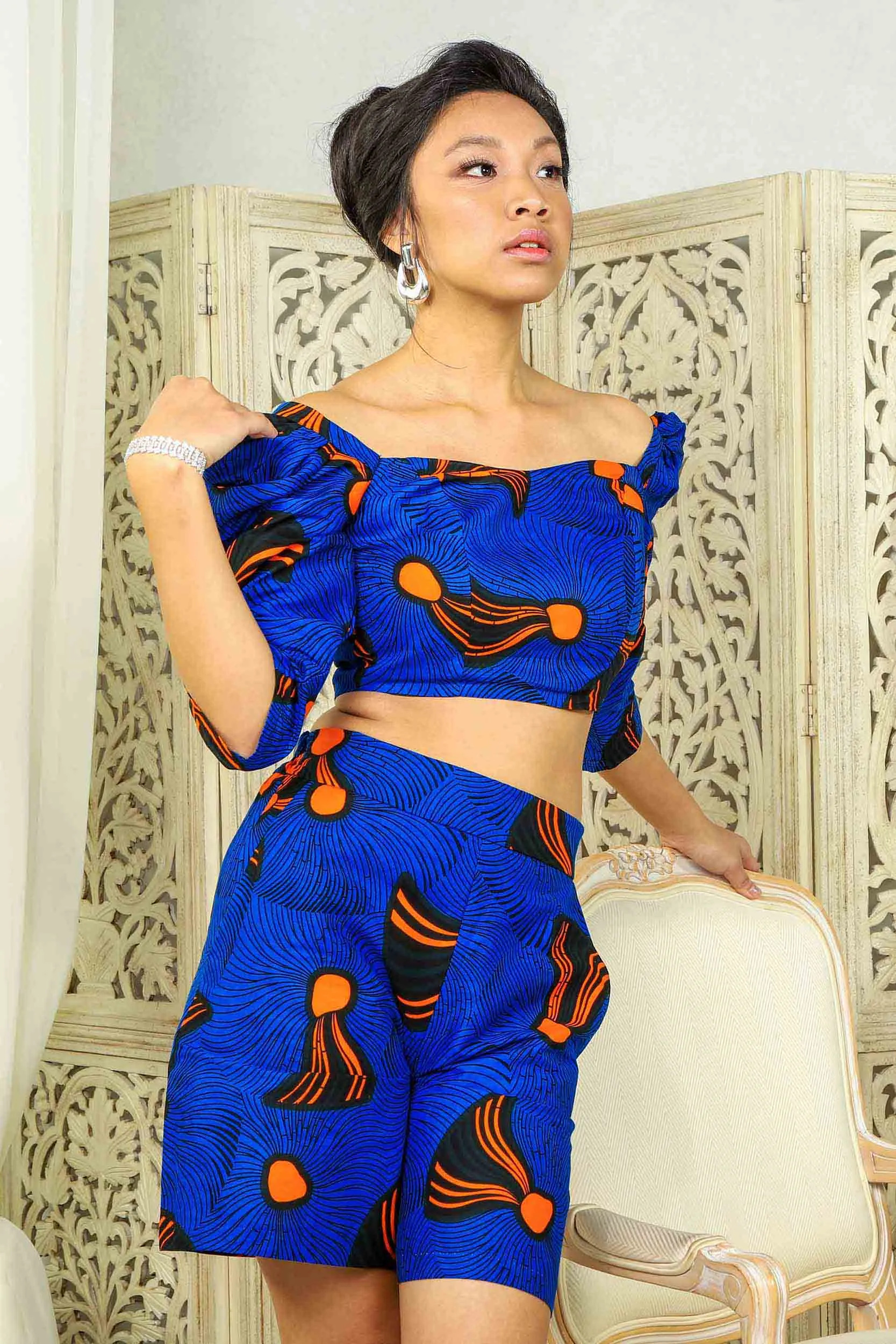 NURIA African Print Crop Top