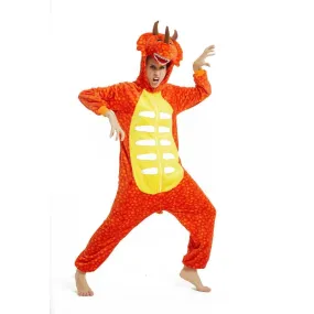 Orange Triceratops Dinosaur Adult Onesie