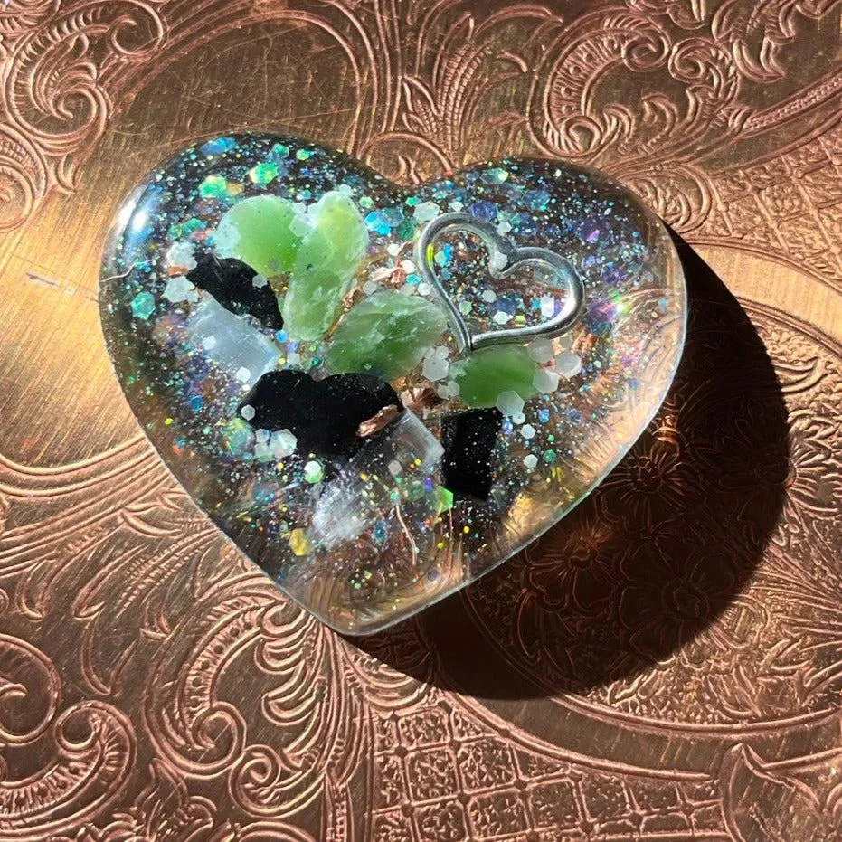 Orgonite Heart ~Hand crafted and infused with metals and crystals~ Great for Valentines Day, Friends and Gifting