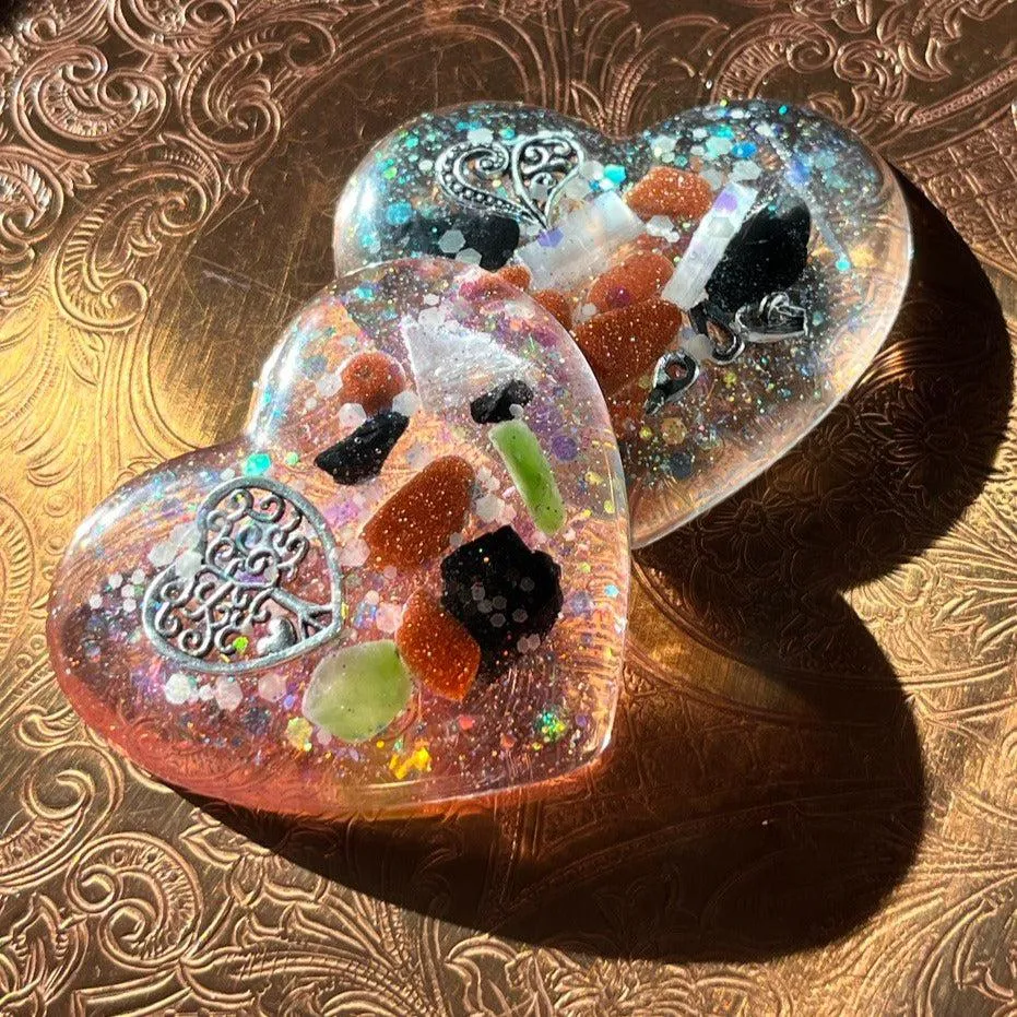 Orgonite Heart ~Hand crafted and infused with metals and crystals~ Great for Valentines Day, Friends and Gifting