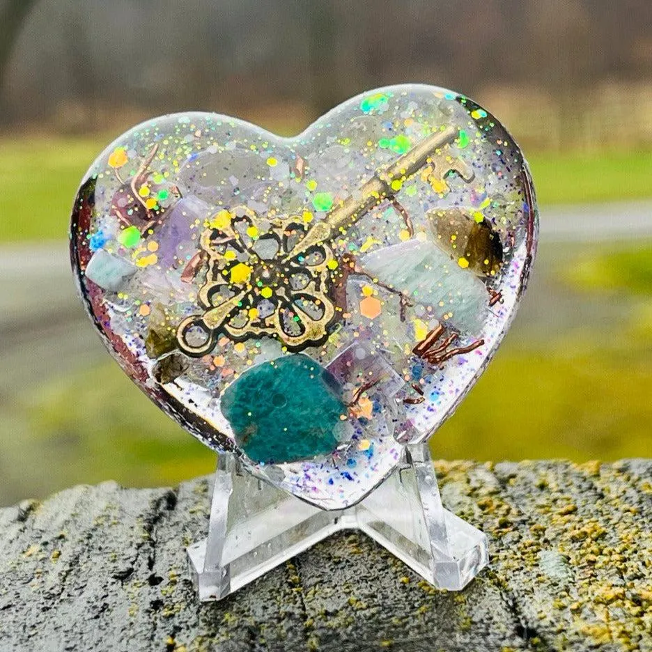 Orgonite Heart ~Hand crafted and infused with metals and crystals~ Great for Valentines Day, Friends and Gifting