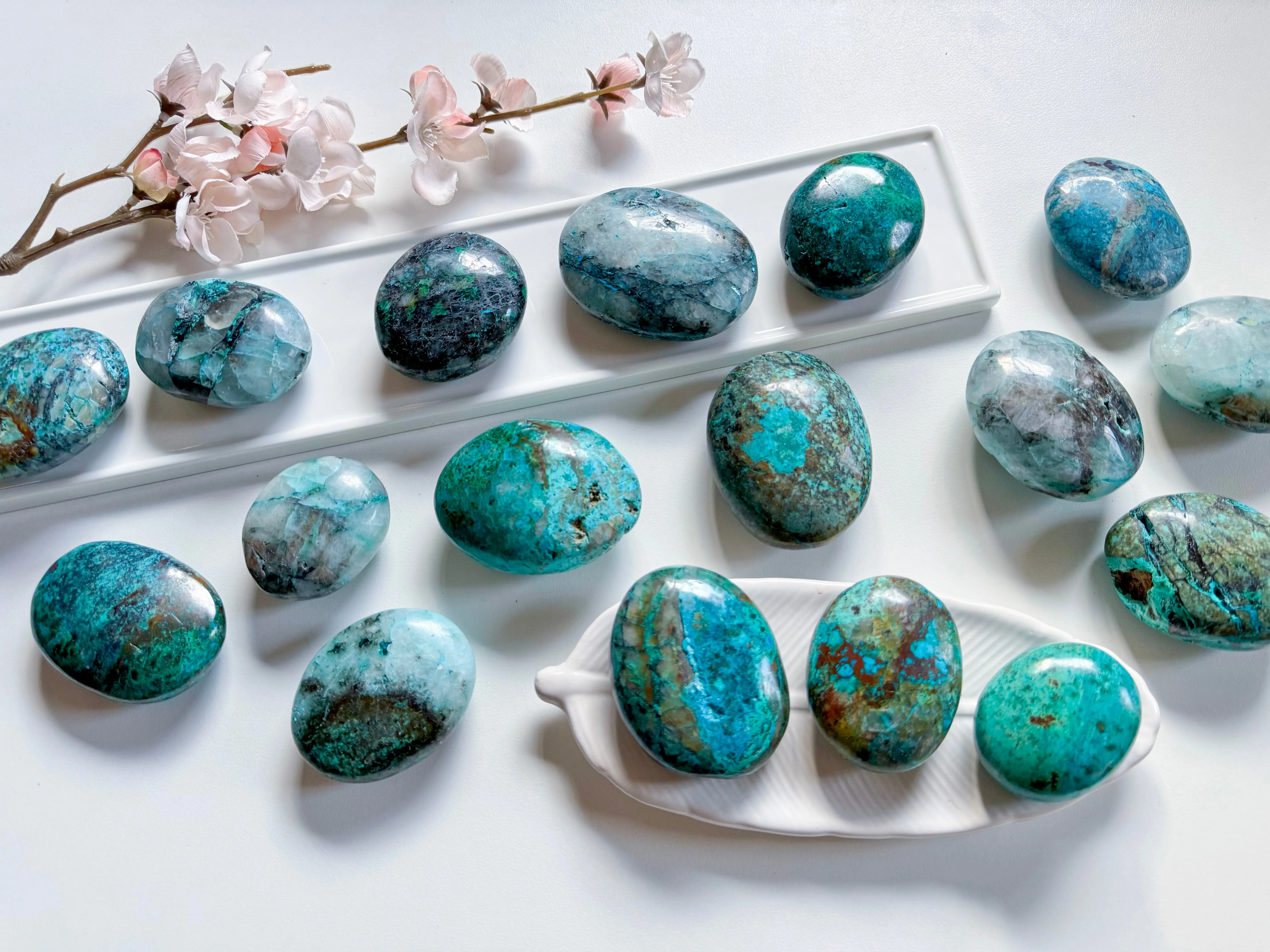 Quantum Quattro Palm Stone || Malachite, Chrysocolla, Quartz & Shattuckite