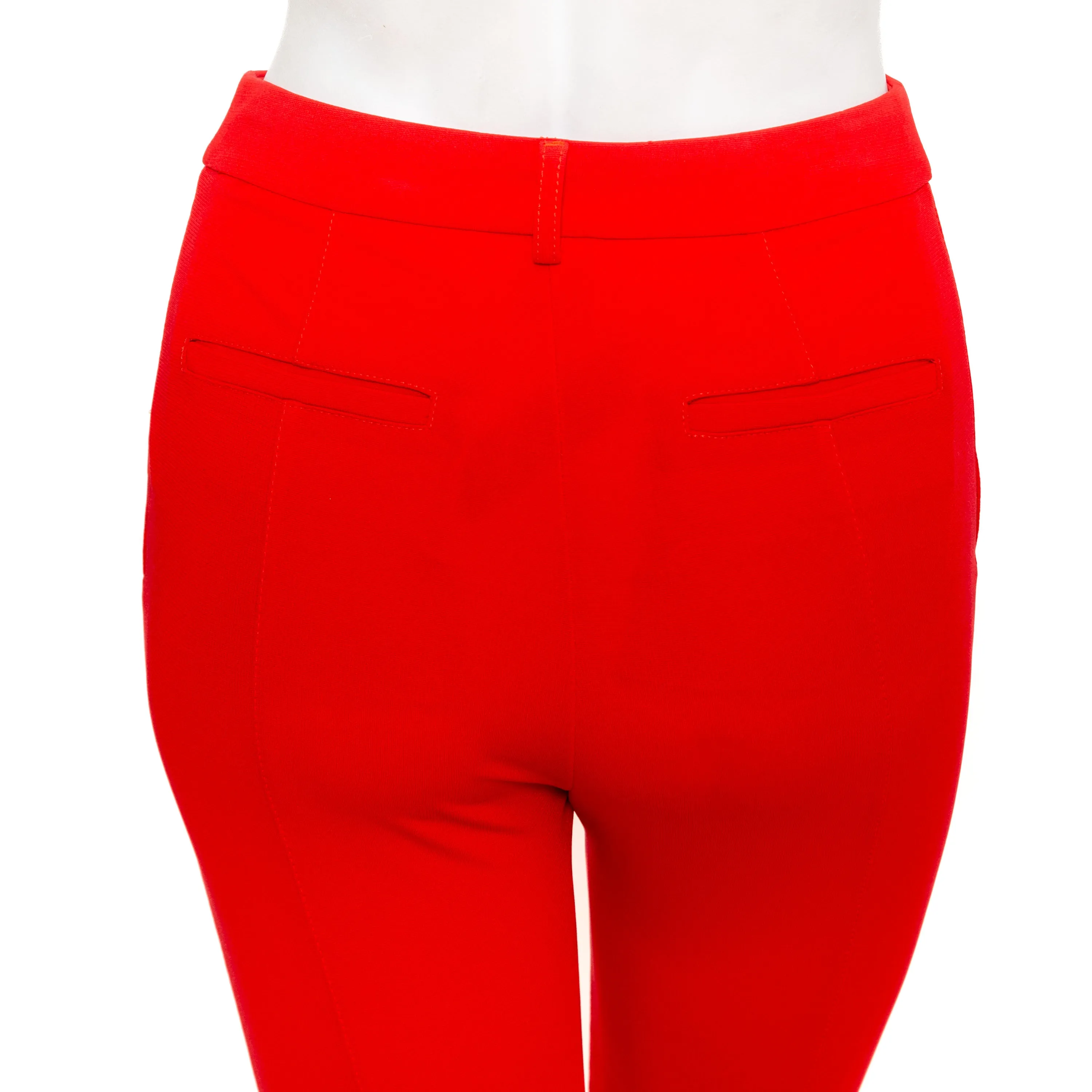 Red Viscose-Blend High-Waisted Pants