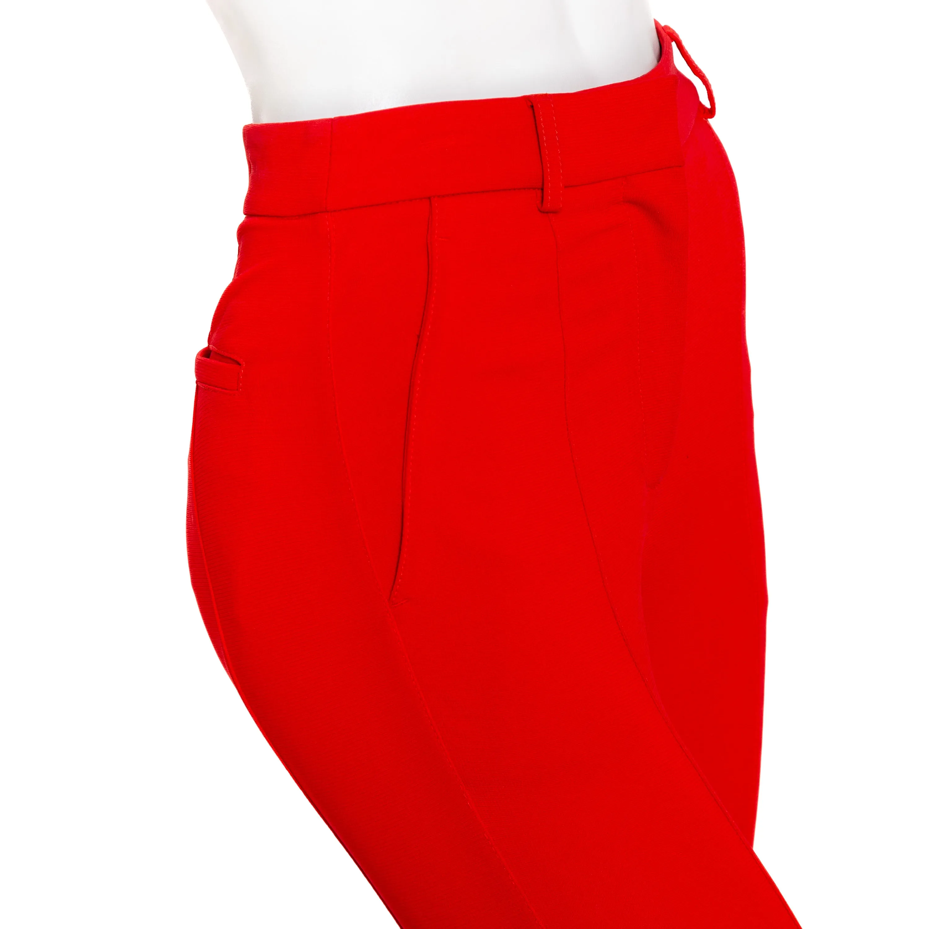 Red Viscose-Blend High-Waisted Pants