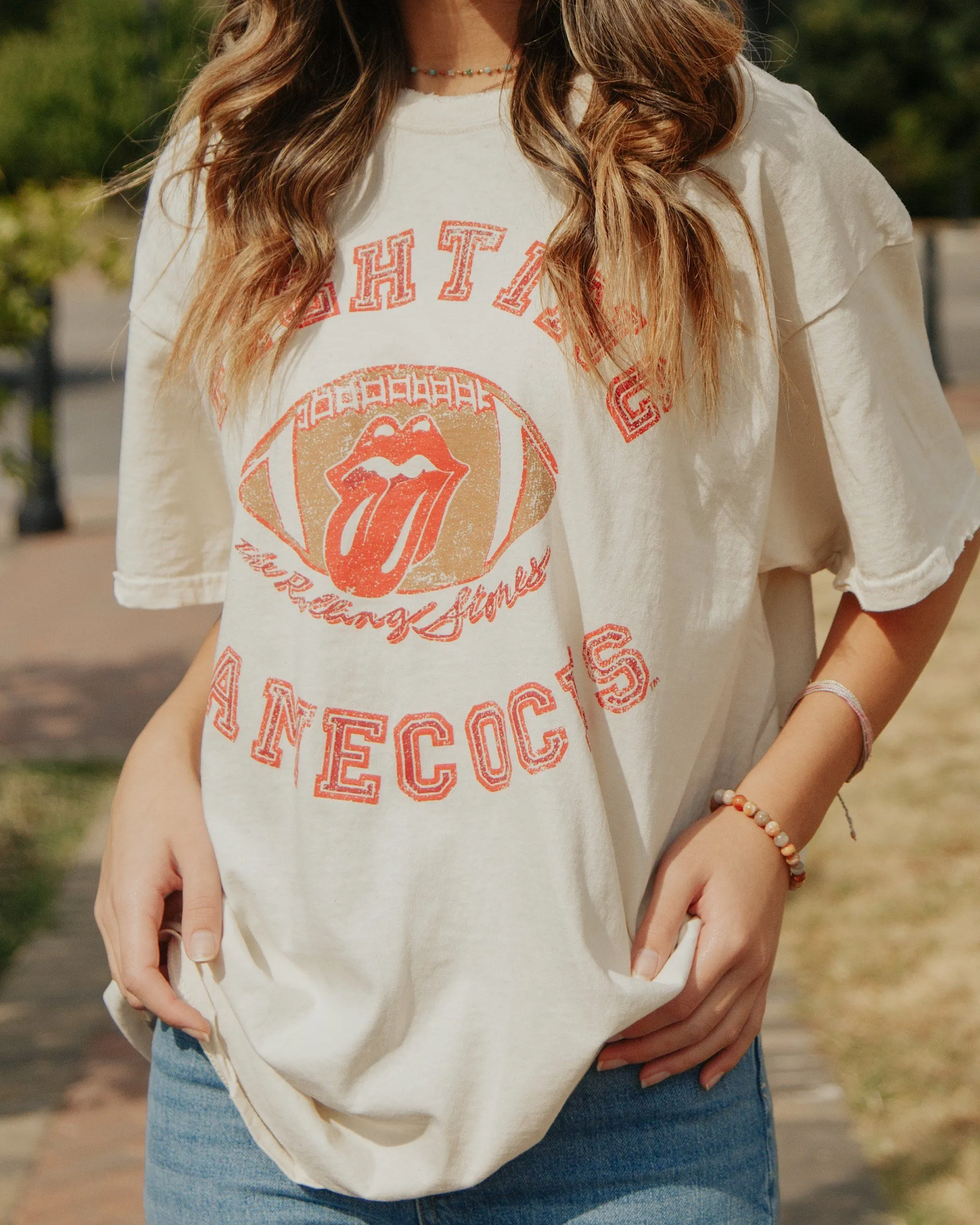 Rolling Stones Fighting Gamecocks Football Lick Off White Thrifted Tee