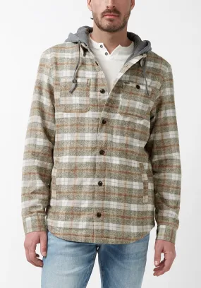 Sacket Men’s Hoodie Shacket in Grey Fern Plaid - BM24151