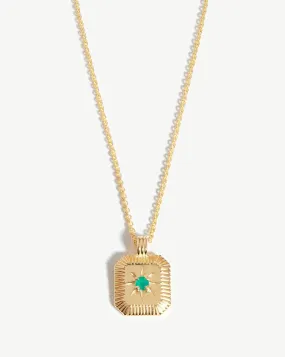 Star Ridge Birthstone Pendant Necklace | 18ct Gold Vermeil/Green Chalcedony