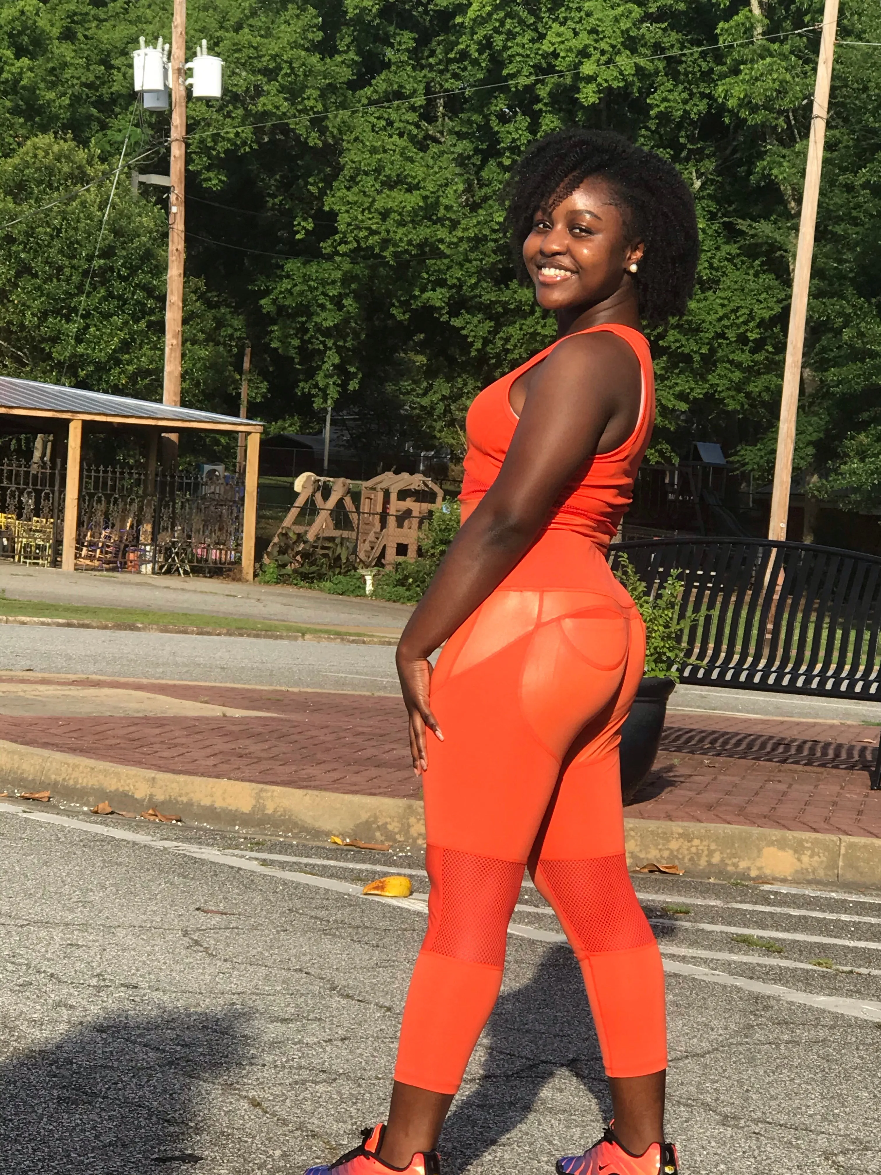 Tangerine Mesh Capri set