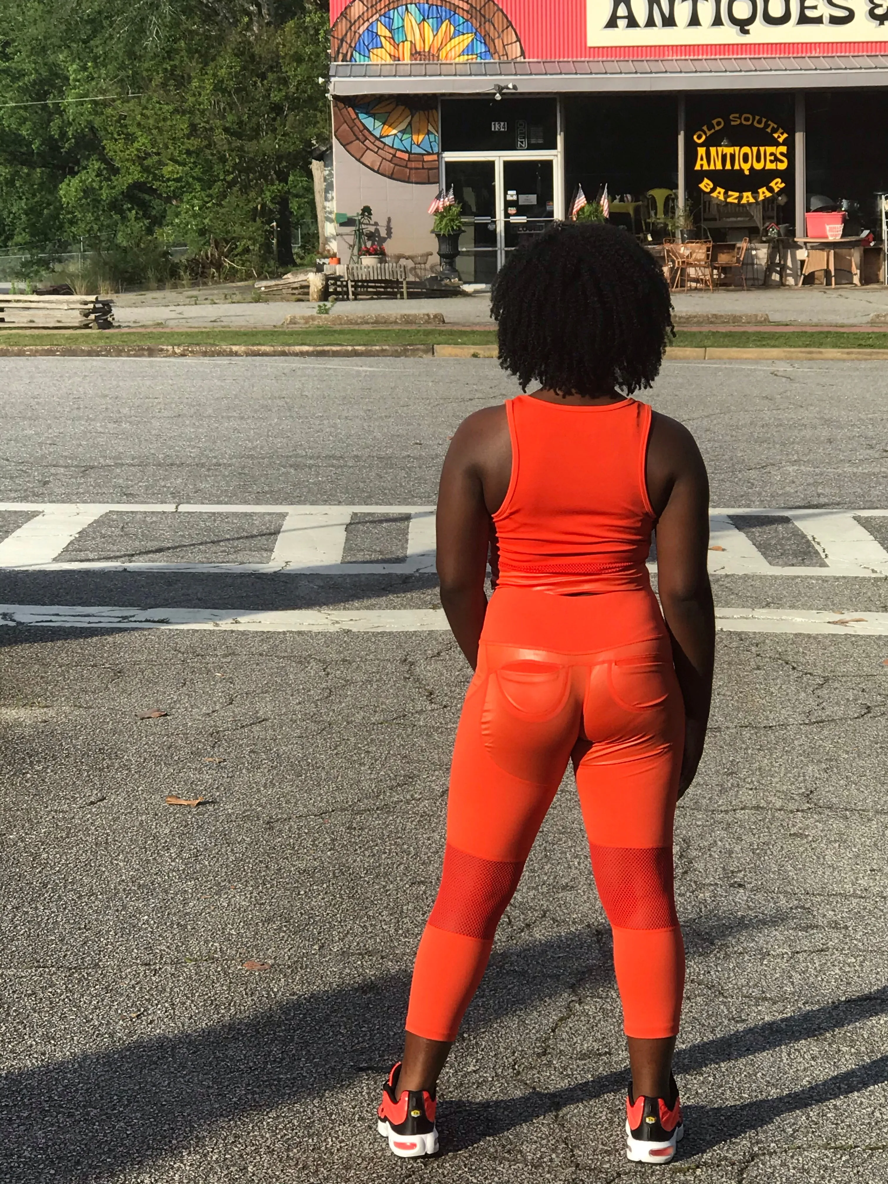 Tangerine Mesh Capri set