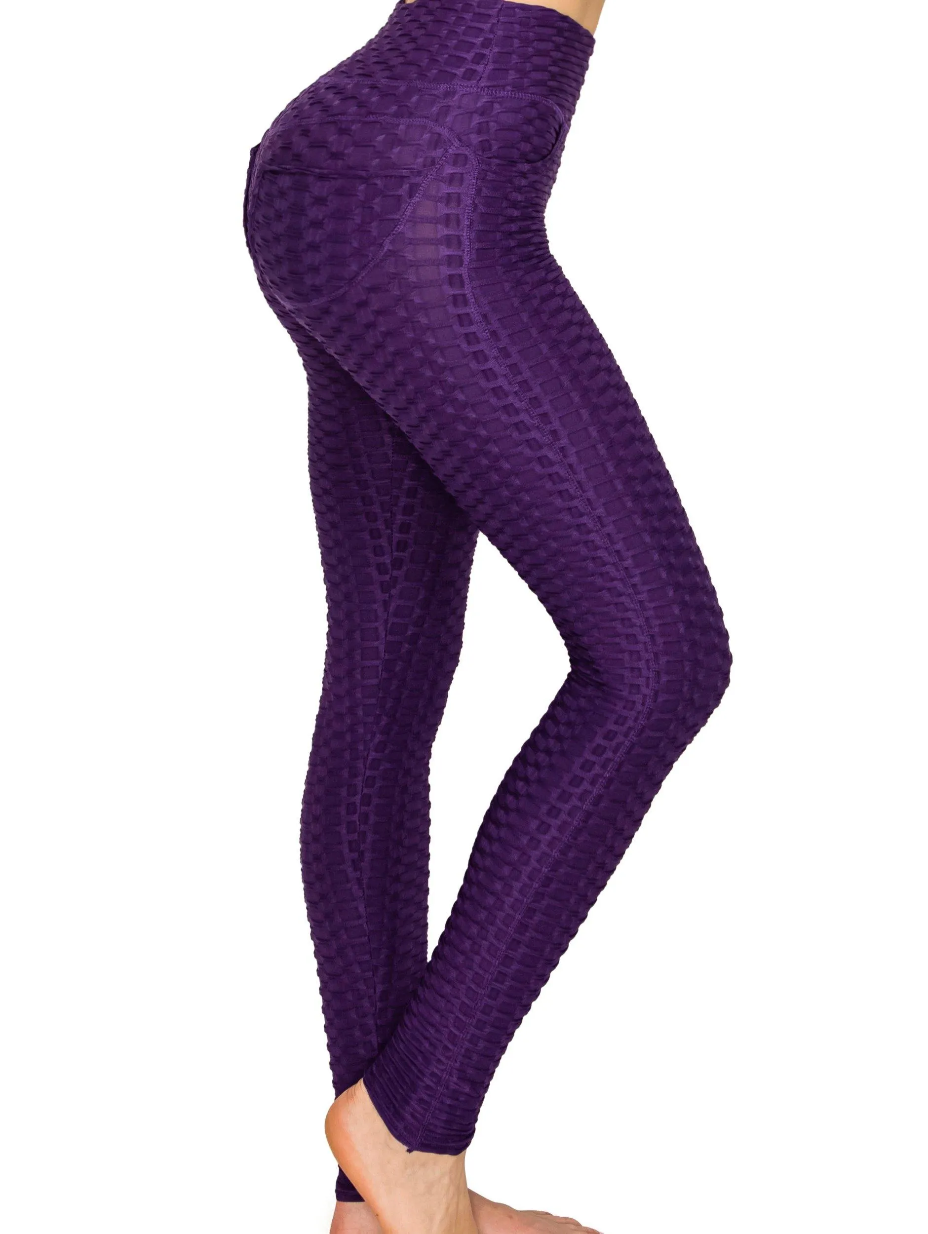 Textured 3D Booty Yoga Pants - High Waist Compression Slimming Butt Lift Solid Leggings