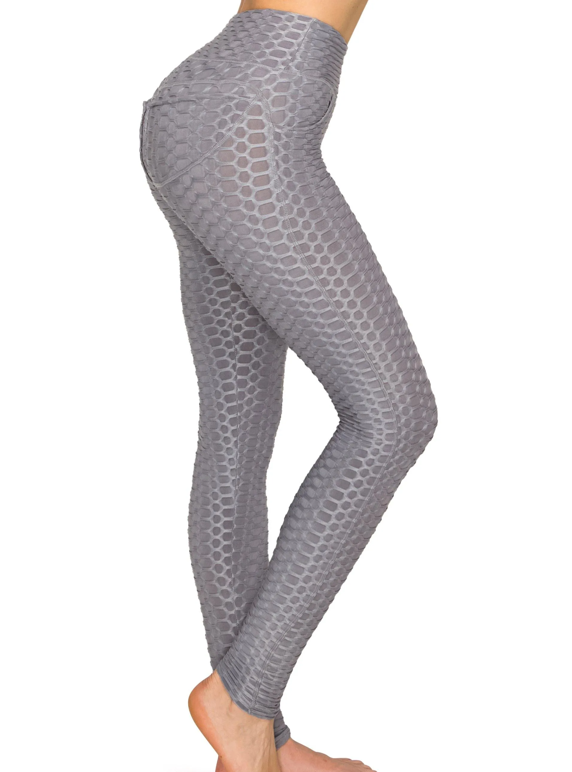 Textured 3D Booty Yoga Pants - High Waist Compression Slimming Butt Lift Solid Leggings