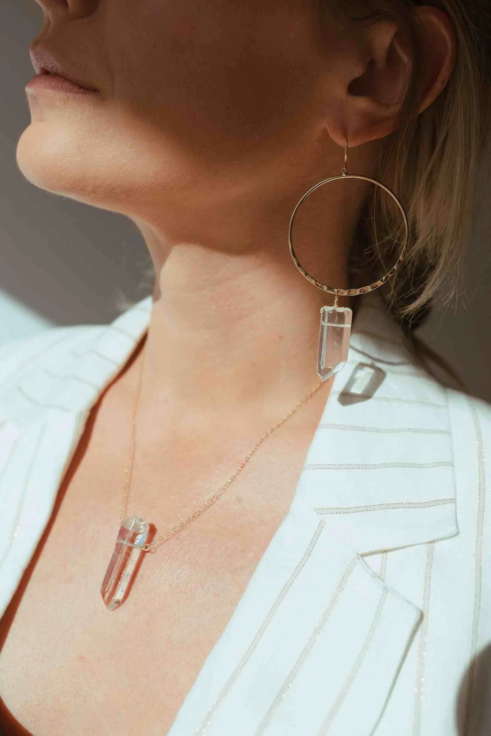 The Journey Quartz Gold Hoop Earring & Necklace Set