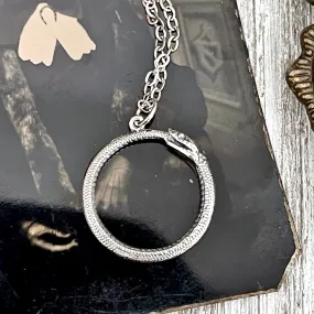 Tiny Talisman Collection - Sterling Silver Ouroboros Snake Pendant 26x21mm  /