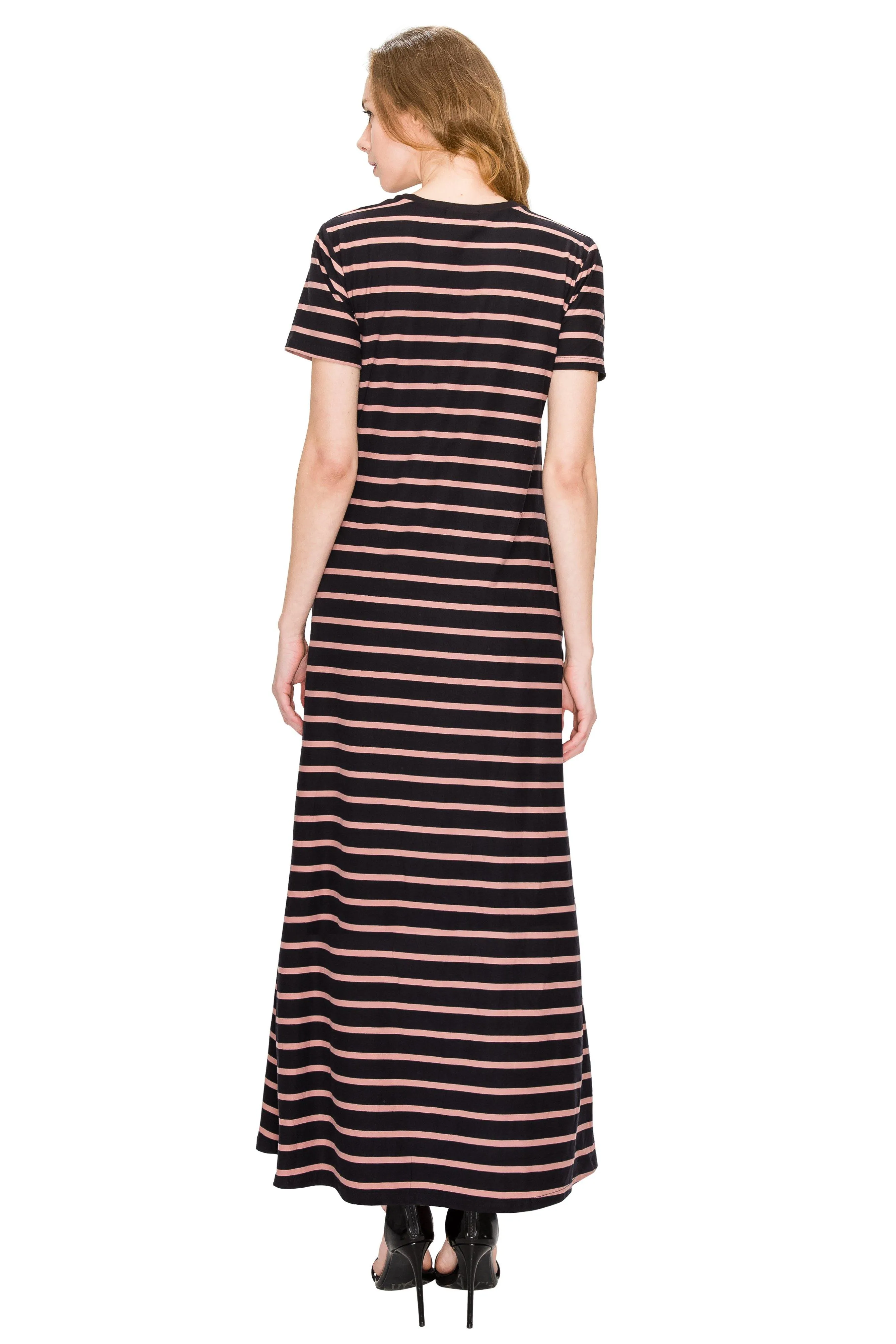 V Neck Short Sleeve Maxi Dress