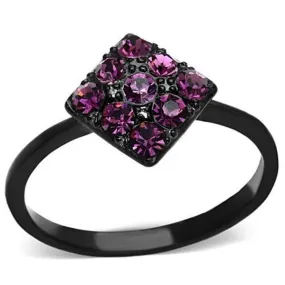 WildKlass Stainless Steel Pave Ring IP Black Women Top Grade Crystal Amethyst